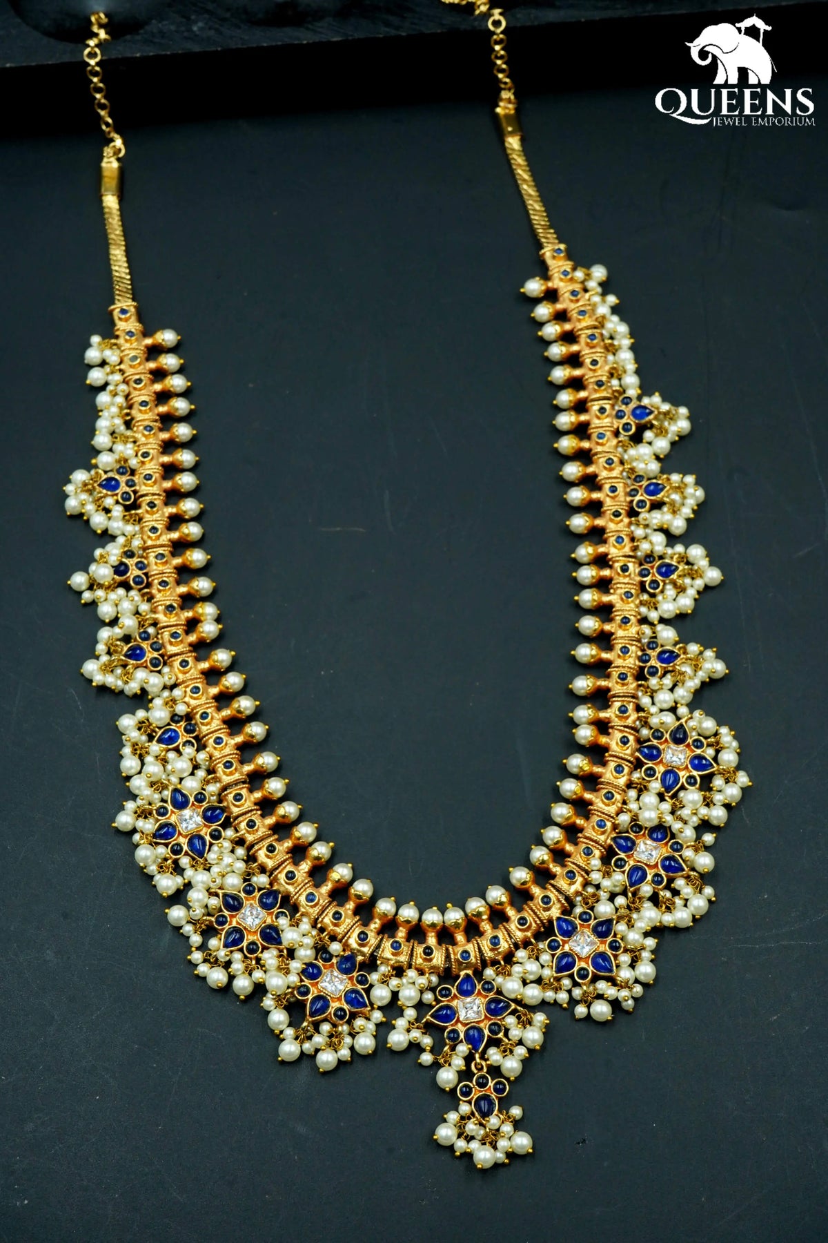 Telugu traditional jewellery-Blue color stone