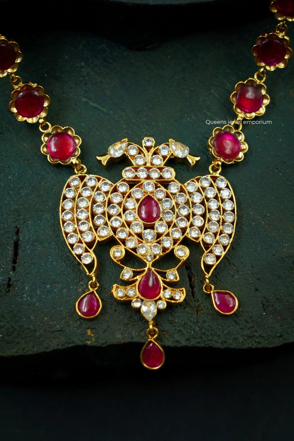 White stone haram-Red color stones 