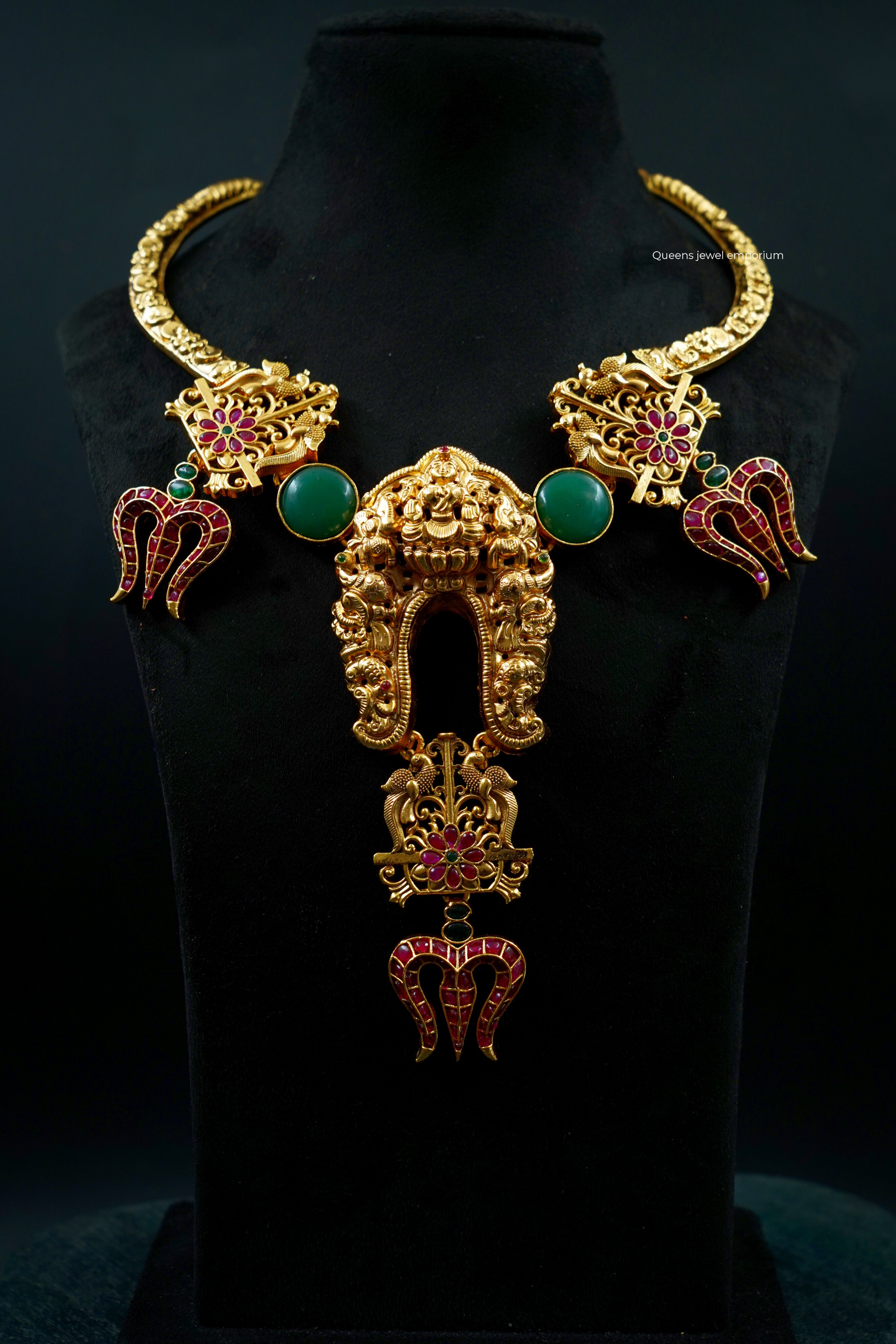 Flower design haram-Trishul motif design jewellery