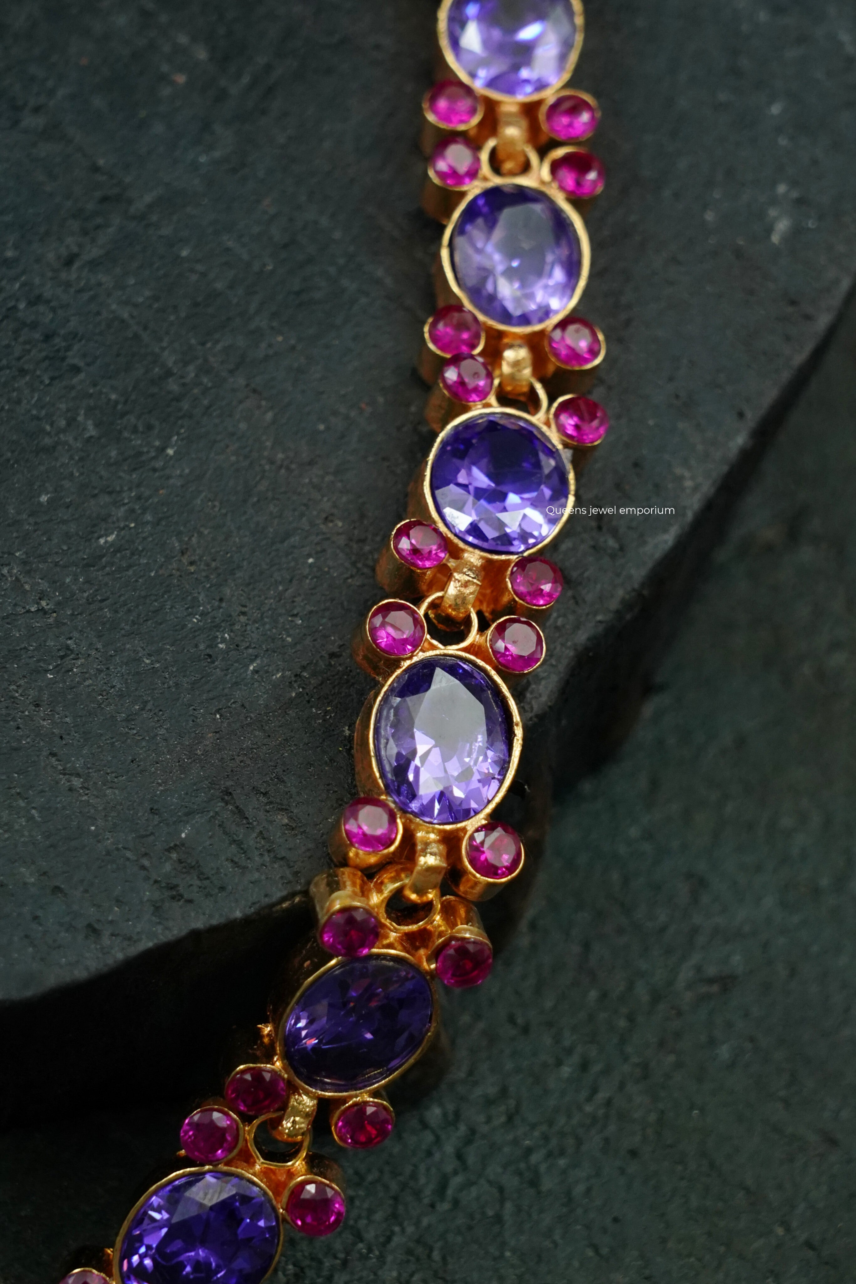 Purple stone jewellery-Floral motif haram