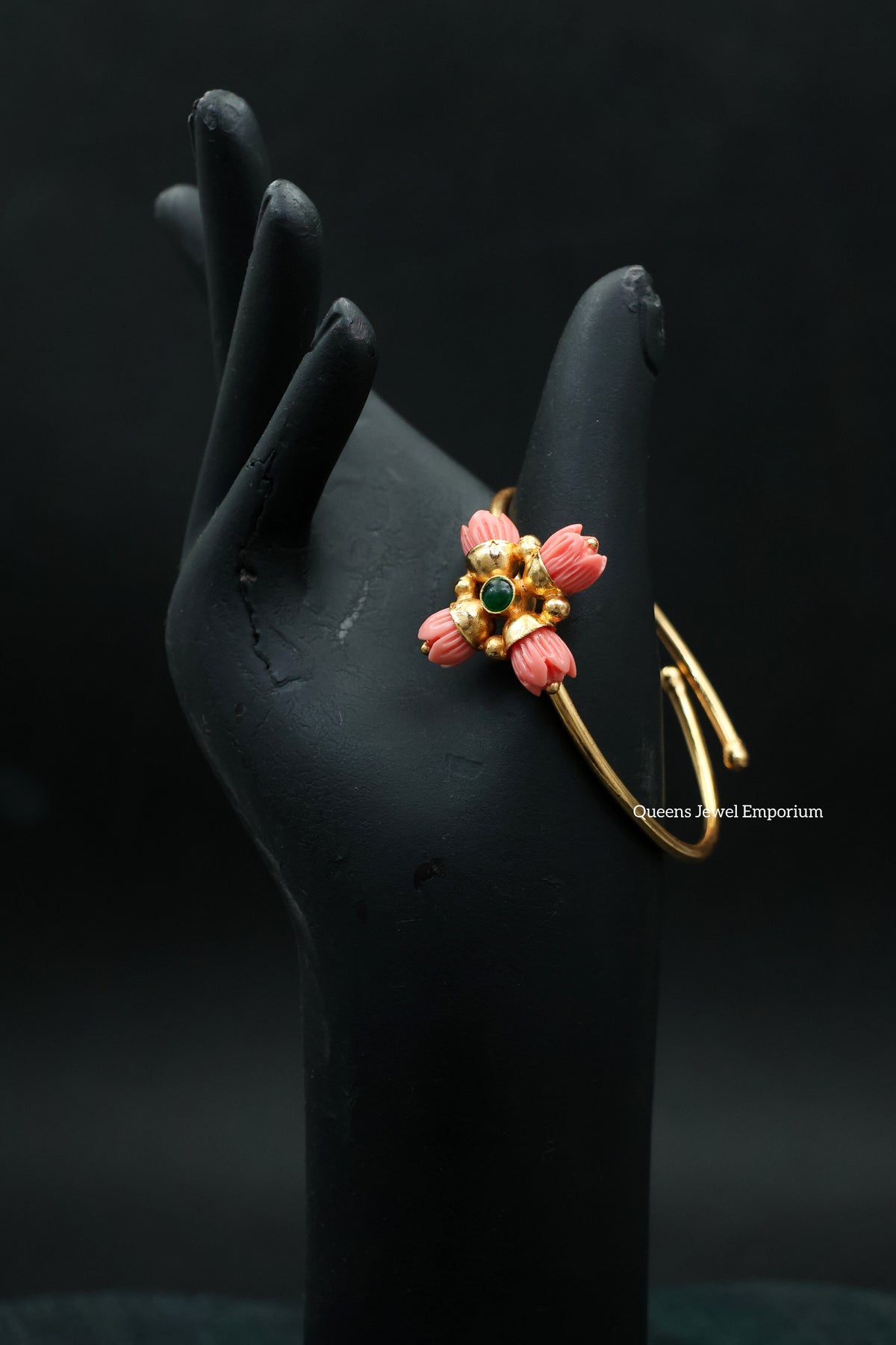 Adjustable kada with coral stone-Elegant coral stone bracelet