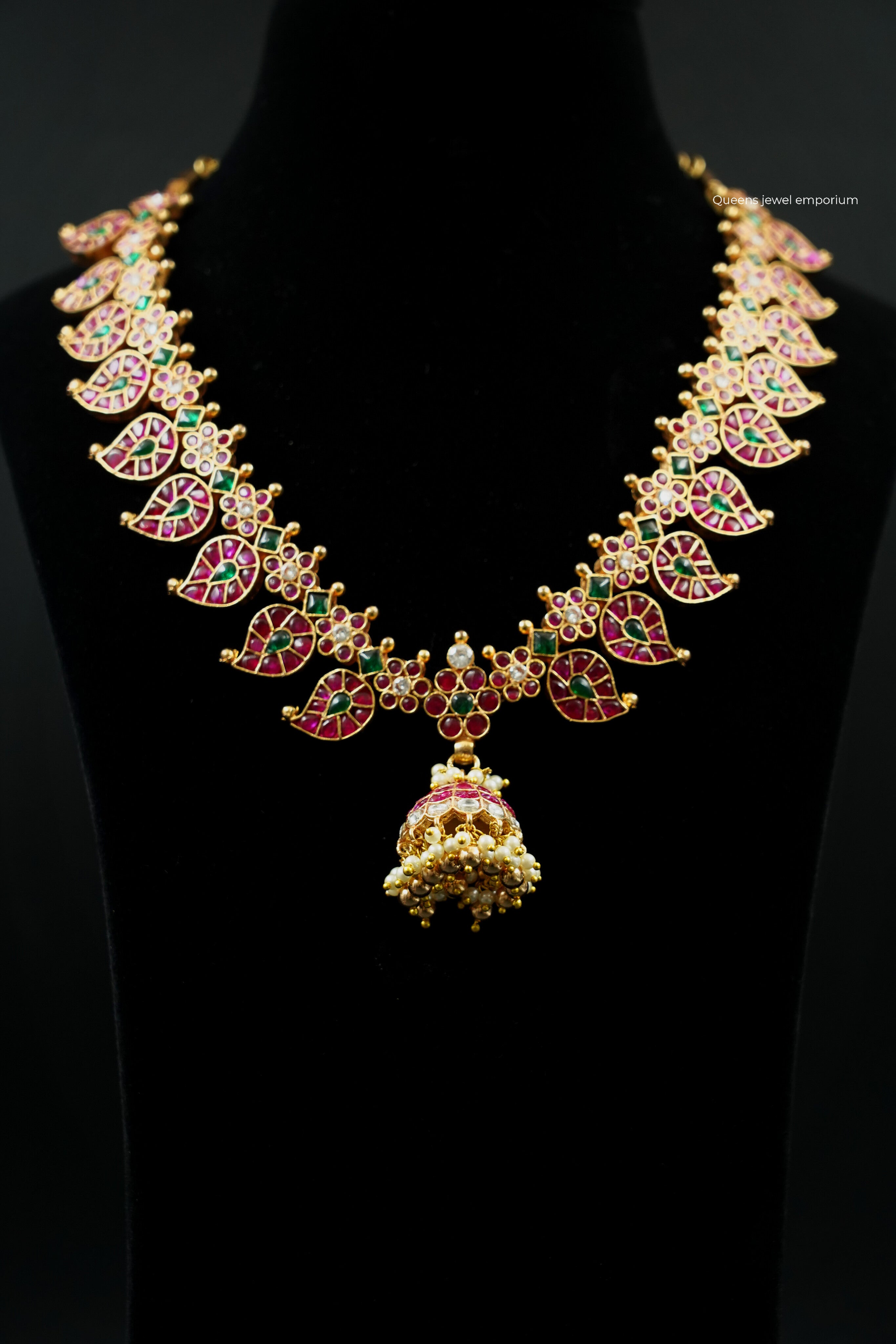 South indian kemp necklace-Mango floral traditional necklace