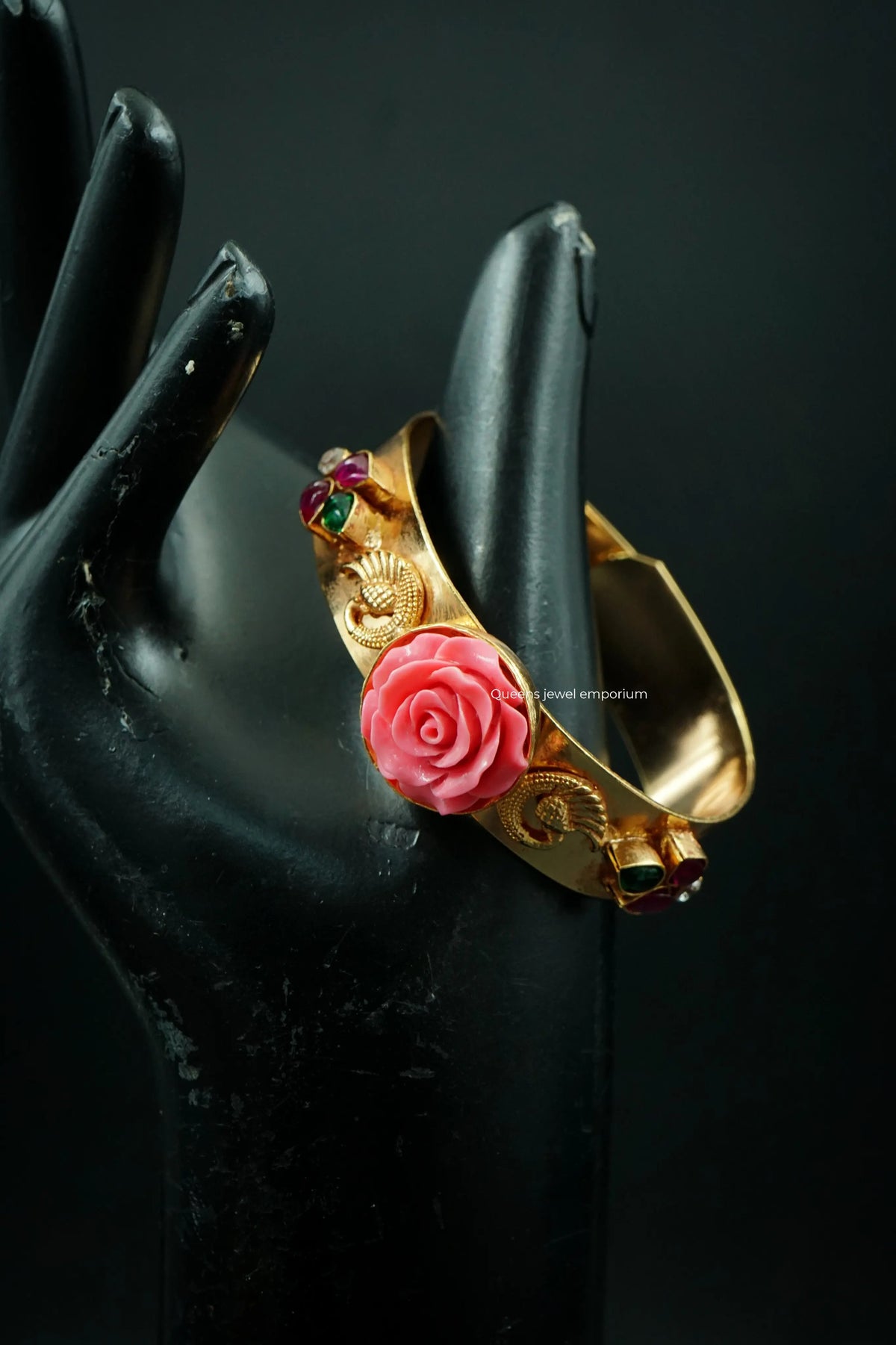 Traditional kemp rose kada-Elegant broad kada bangle