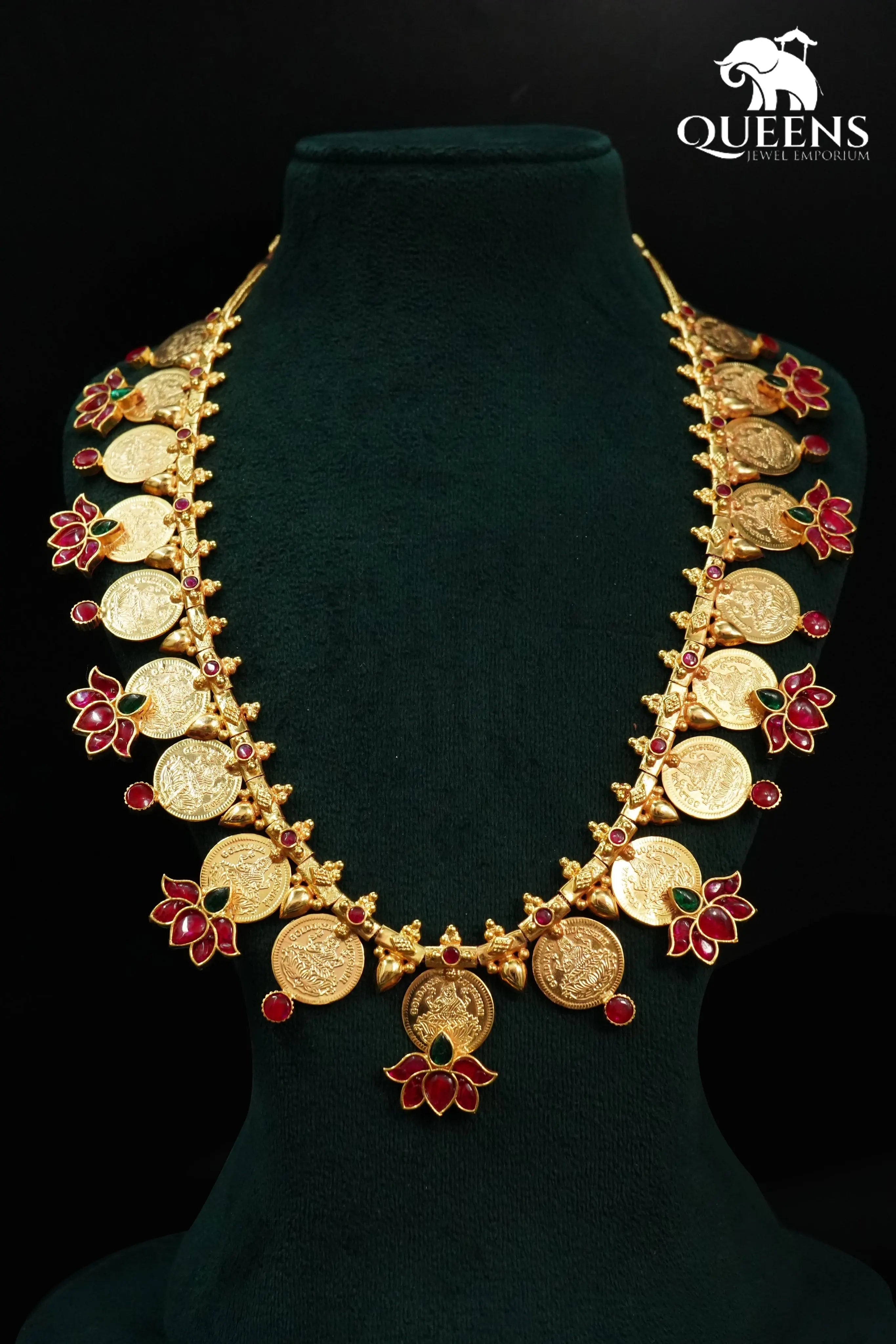 Lotus motif haram-Lakshmi kasu haram
