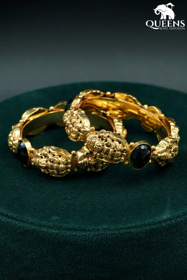 Grand lakshmi motif bangle-Traditional lakshmi design bangle set