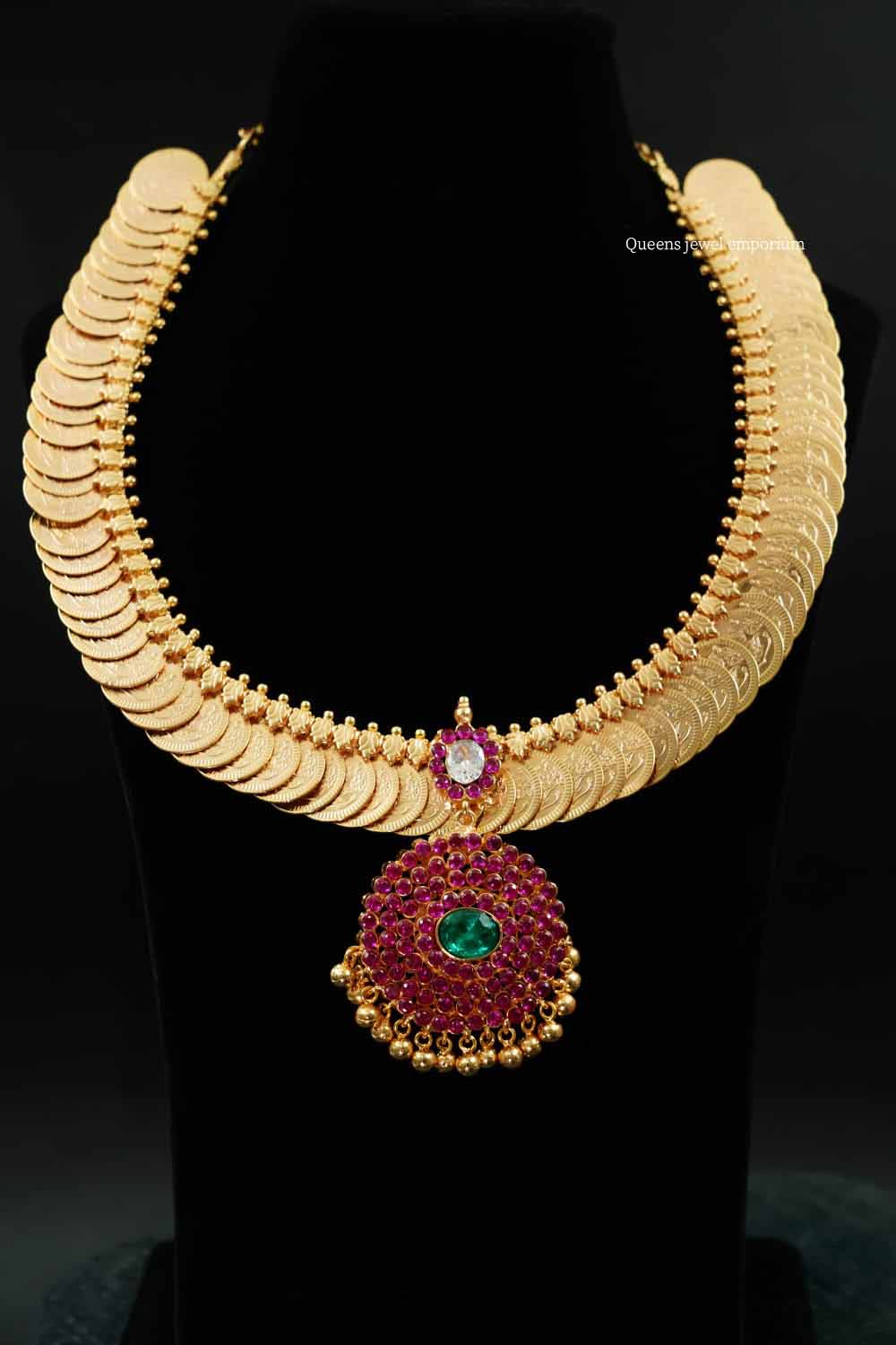 Kasumala haram with flower pendant-Kasumala with pink stones
