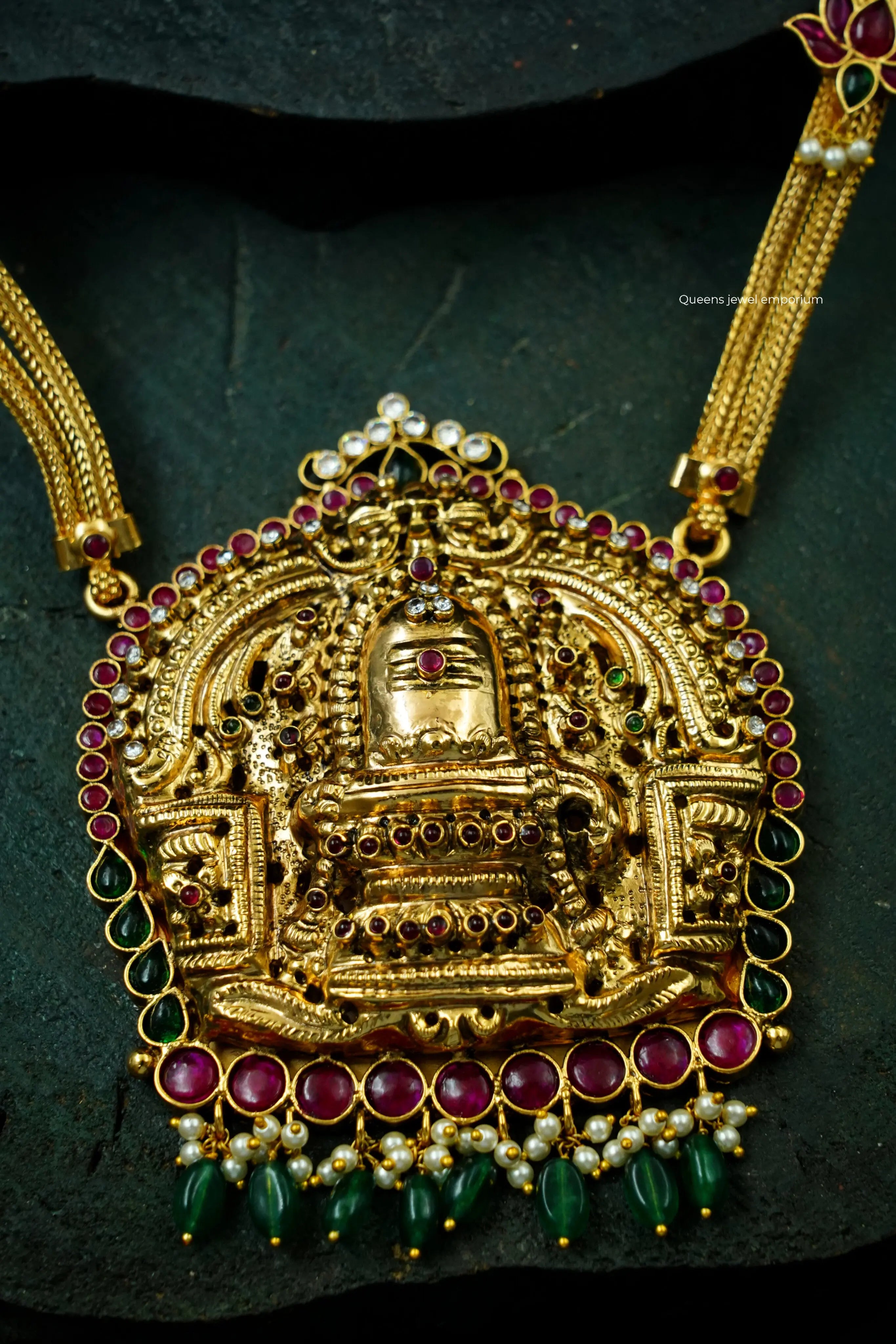 Traditional sivan temple jewellery-Divine Lingam kemp haram