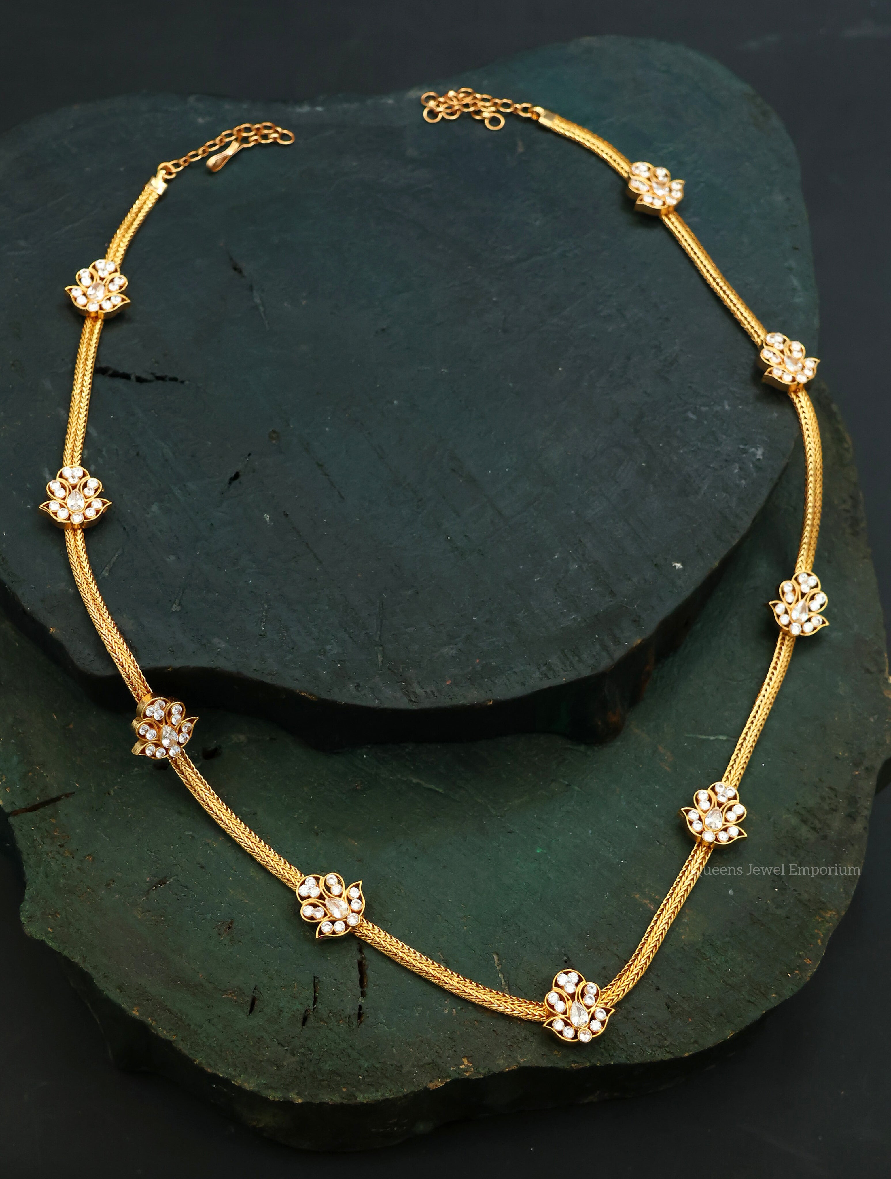 Minimal floral zircon haram-Gold plated daily use haram