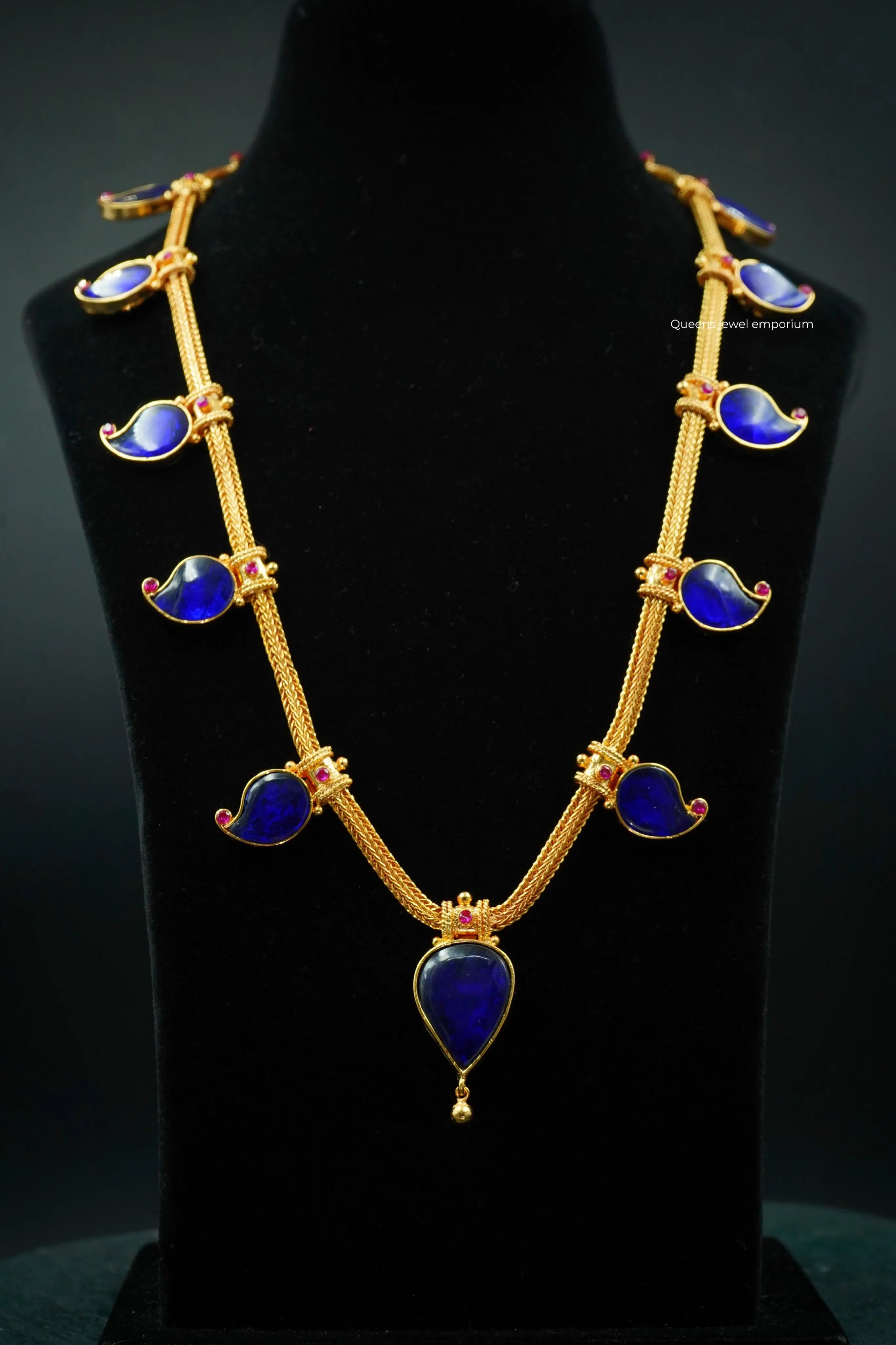 Mango mala haram-Blue color stone jewellery