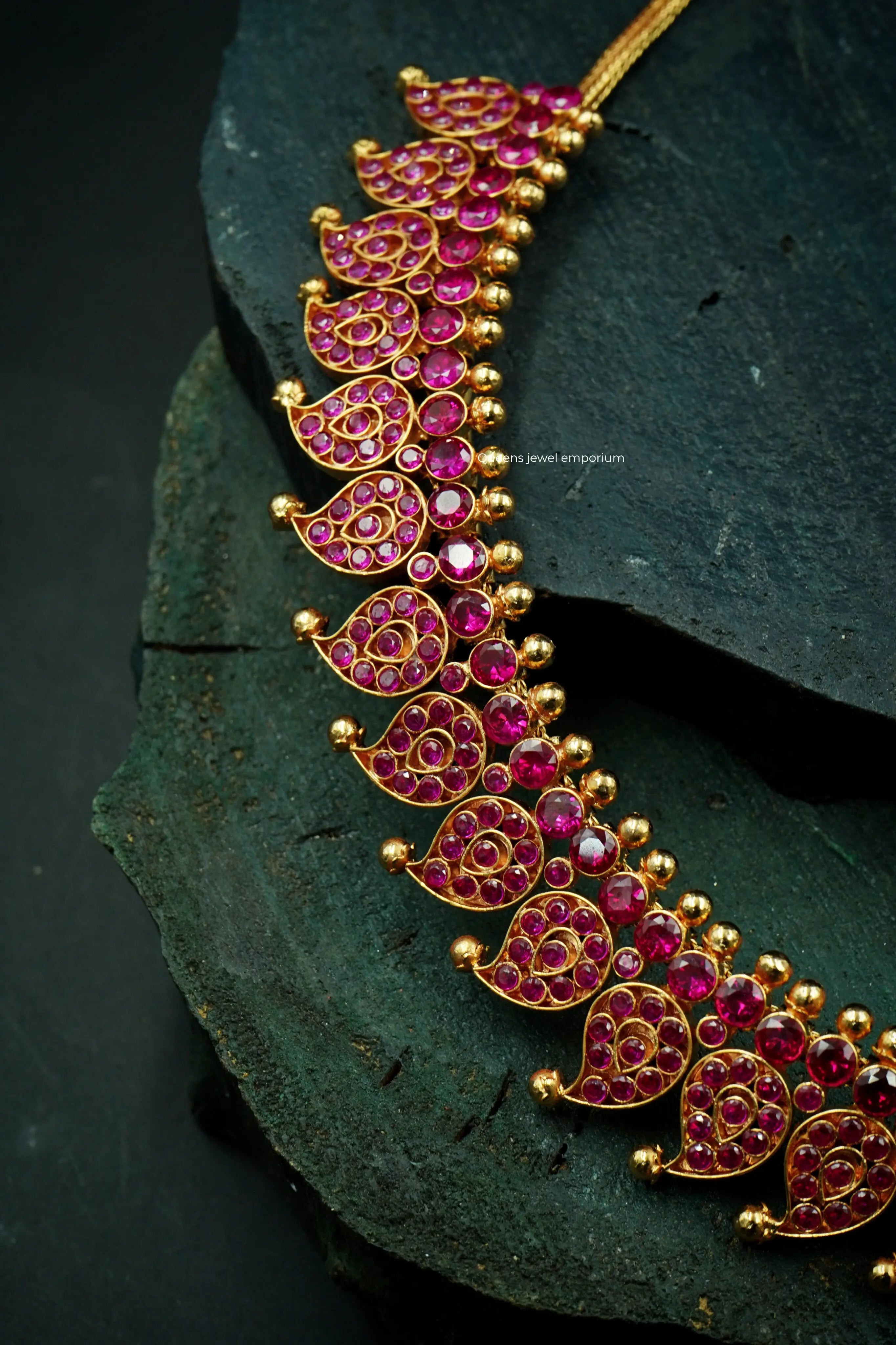 Mango motif haram-Pink stone statement haram
