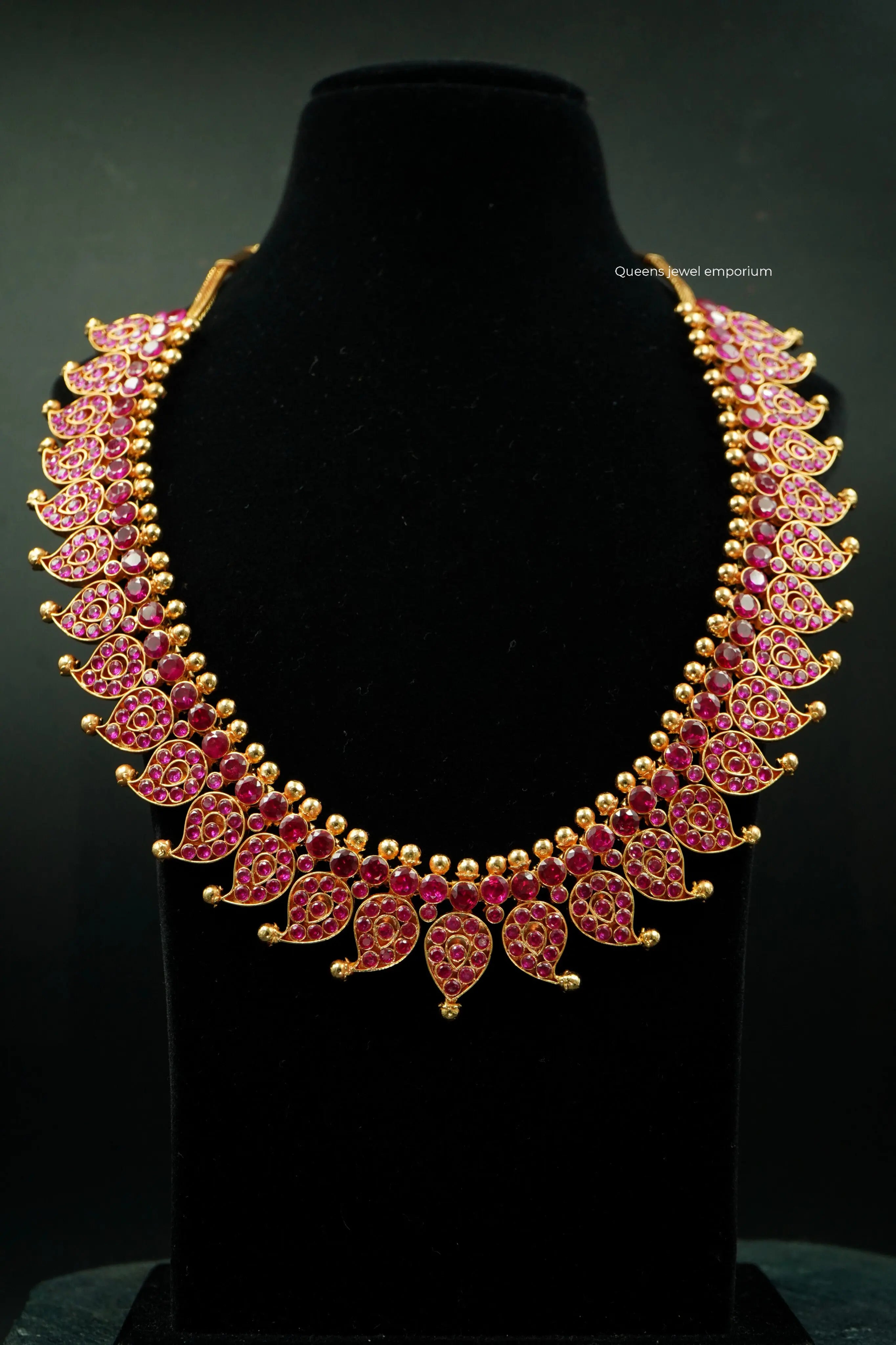 Reception statement haram-Pink color stone jewellery