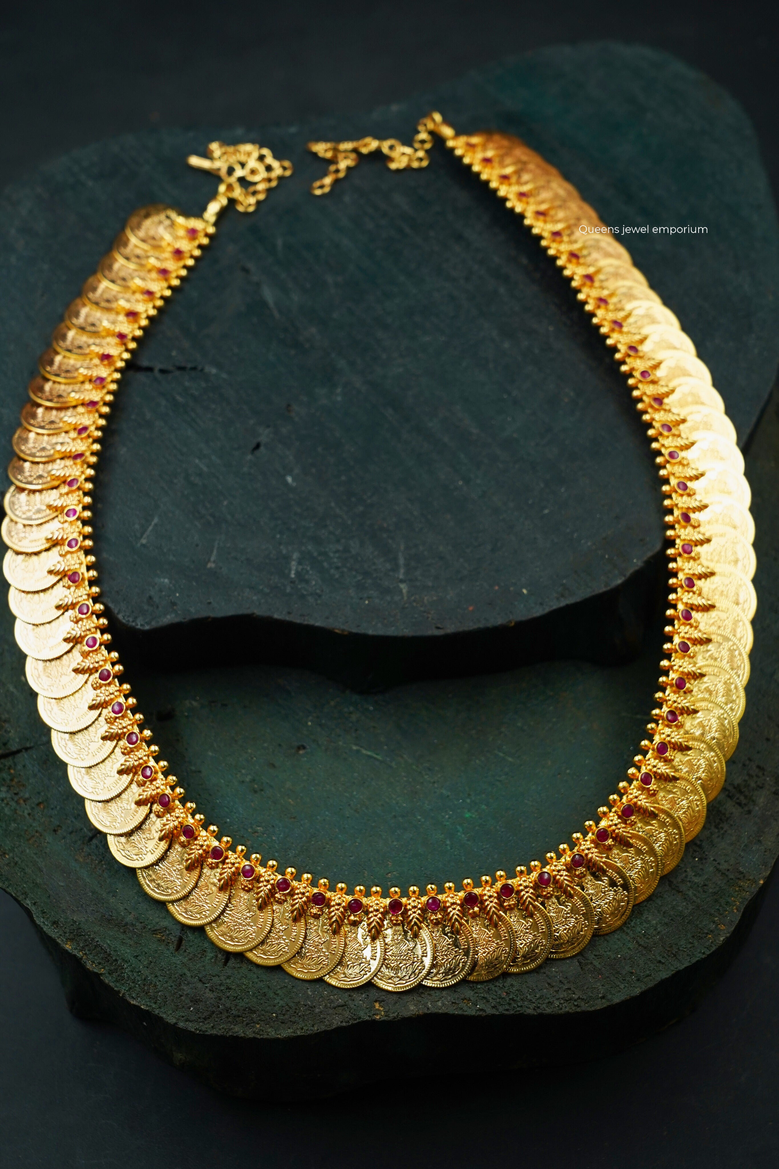 Gold plated nagas kasu haram-Bridal kasu malai