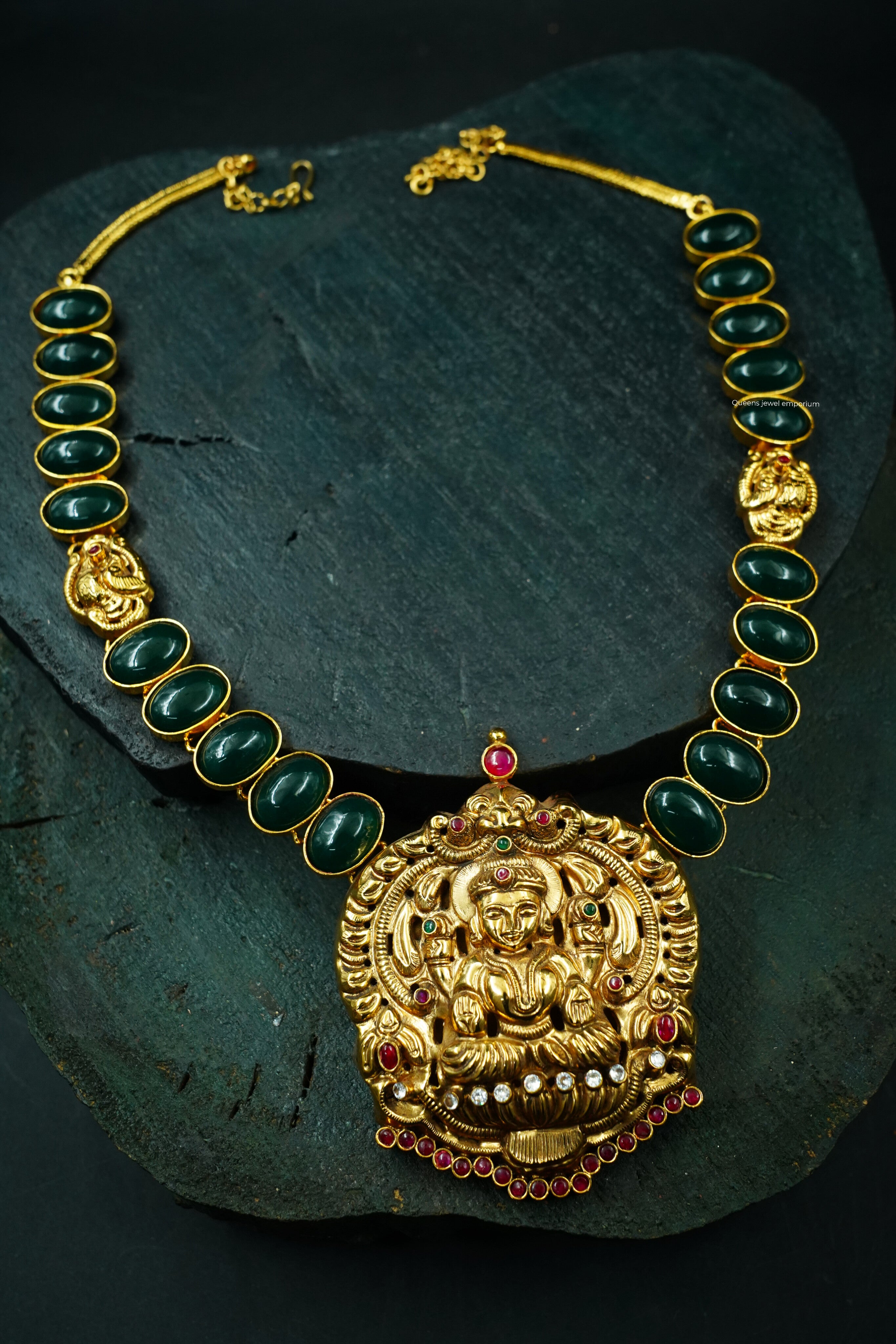Nagas lakshmi pendant haram-Onyx stone jewellery 
