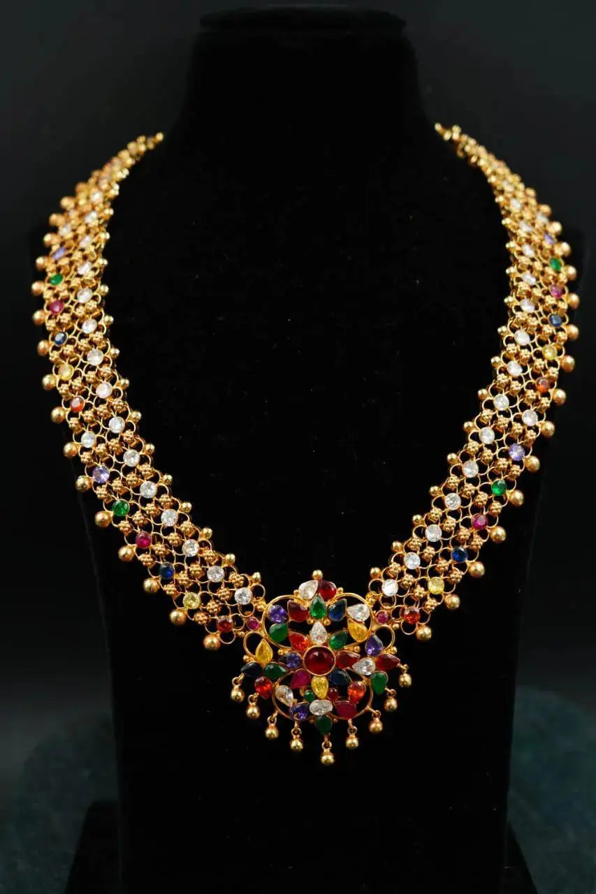 Red kemp stone haram-Bridal jewellery