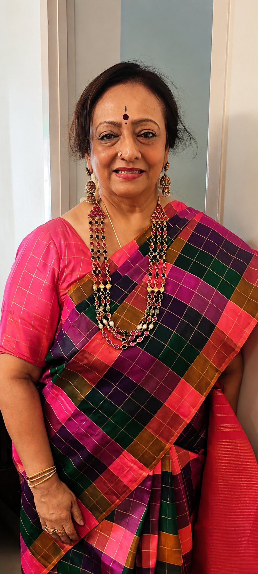 Fusion haram for sarees-Multi stones layered haram