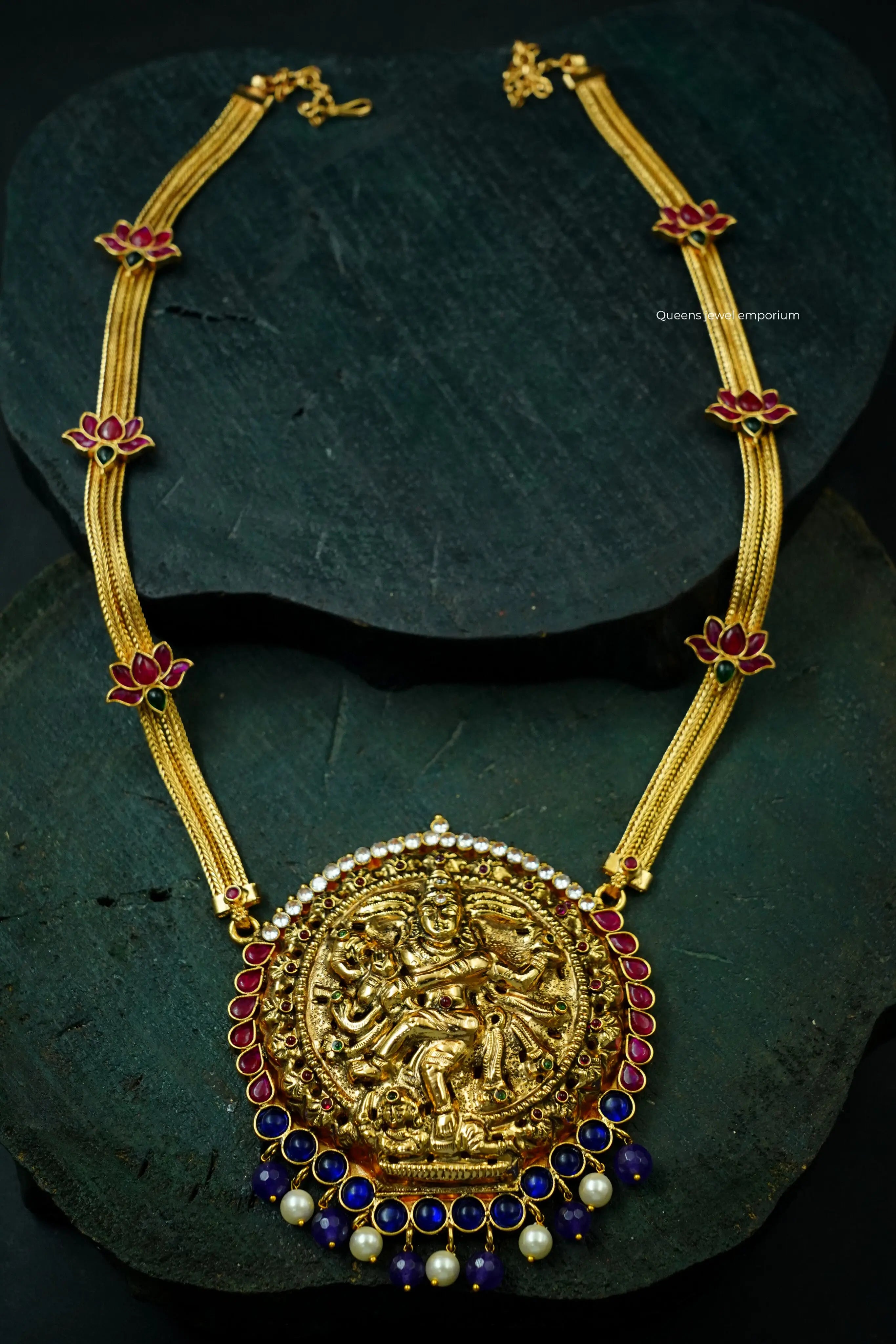 Grand nataraja pendant haram-South indian traditional pendant