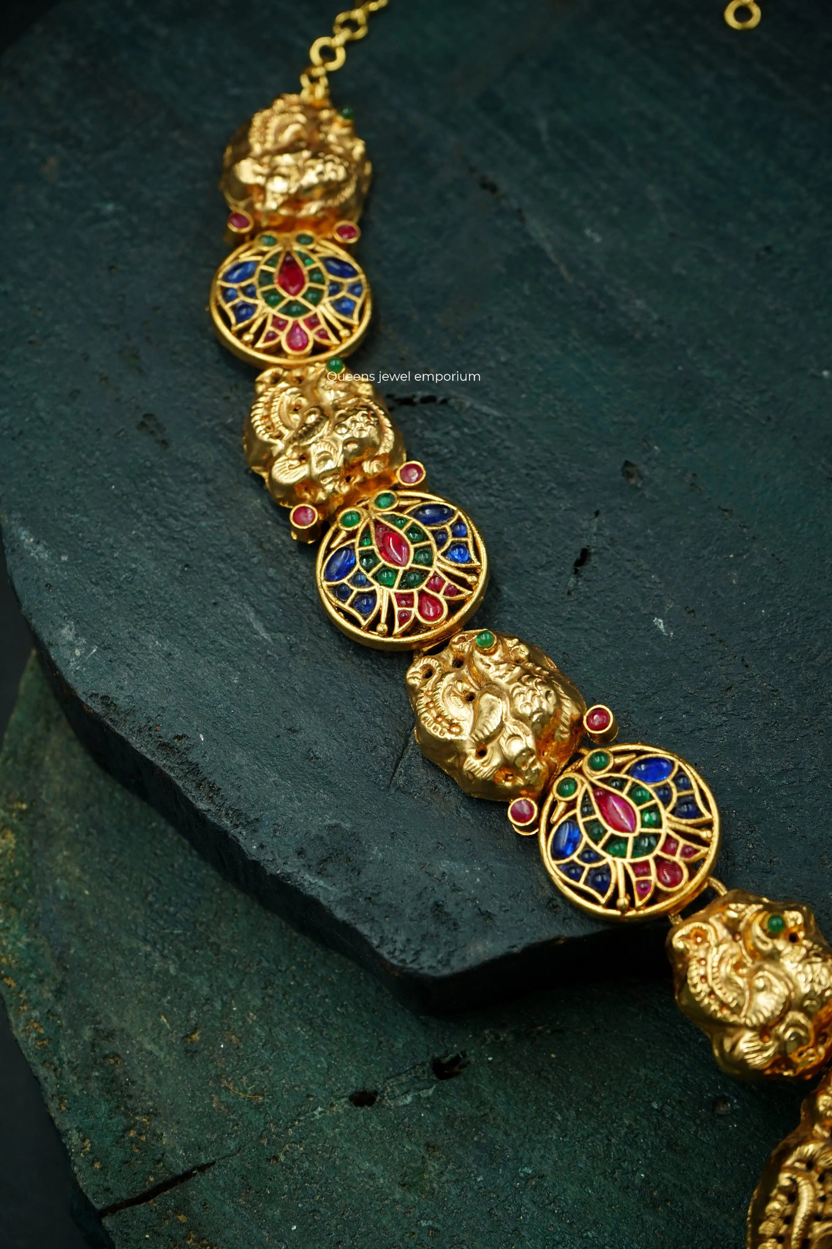 Grand reception temple haram-Gaja lakshmi temple jewellery