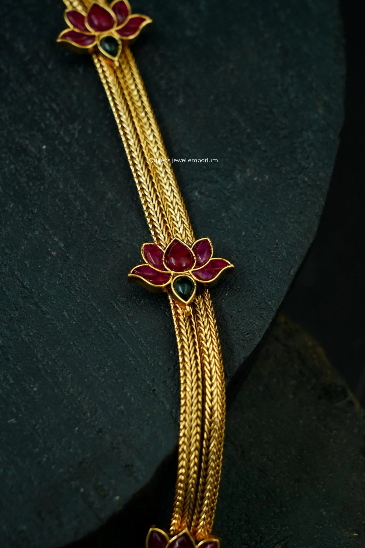 White blue bead hangings-Lotus motif kemp haram
