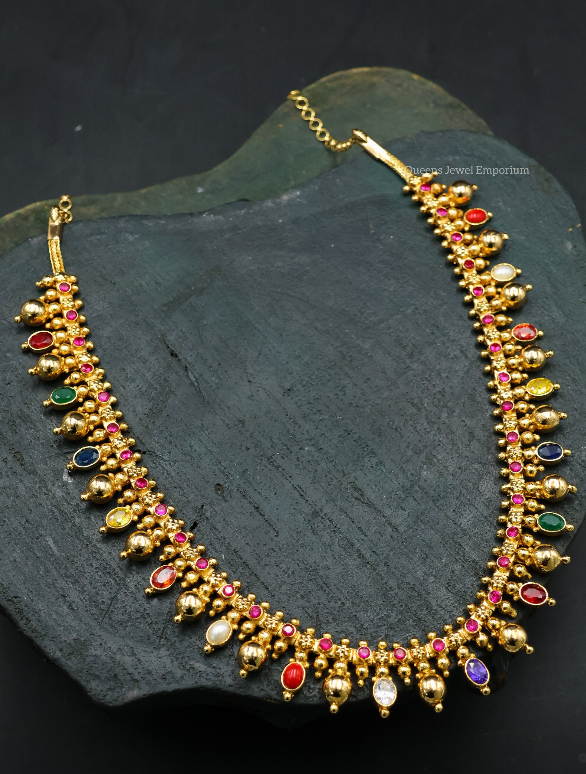 Karaikudi gejal haram with navaratna stones-Gejal haram with multi stones