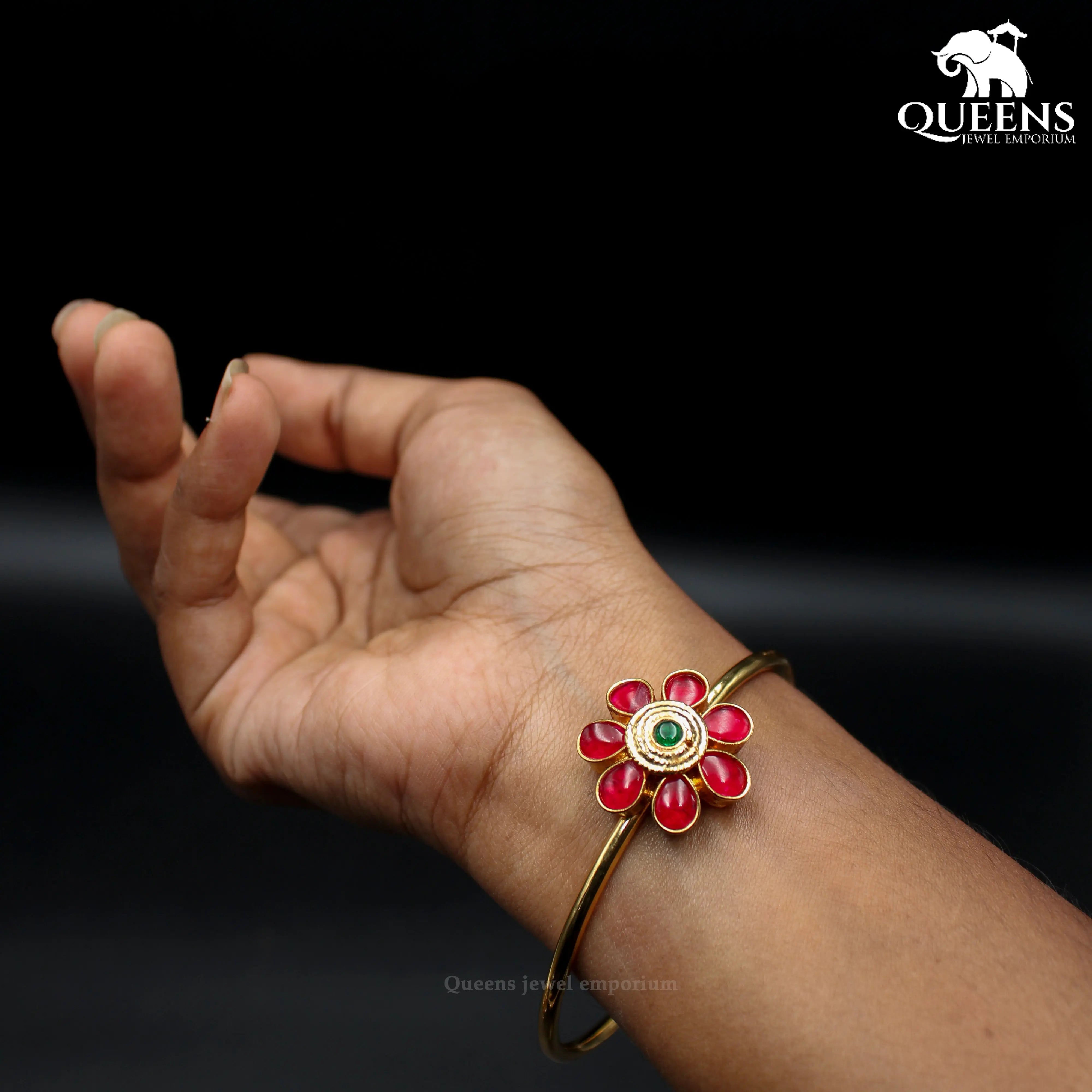 Elegant floral kada for sarees-Simple floral bangle