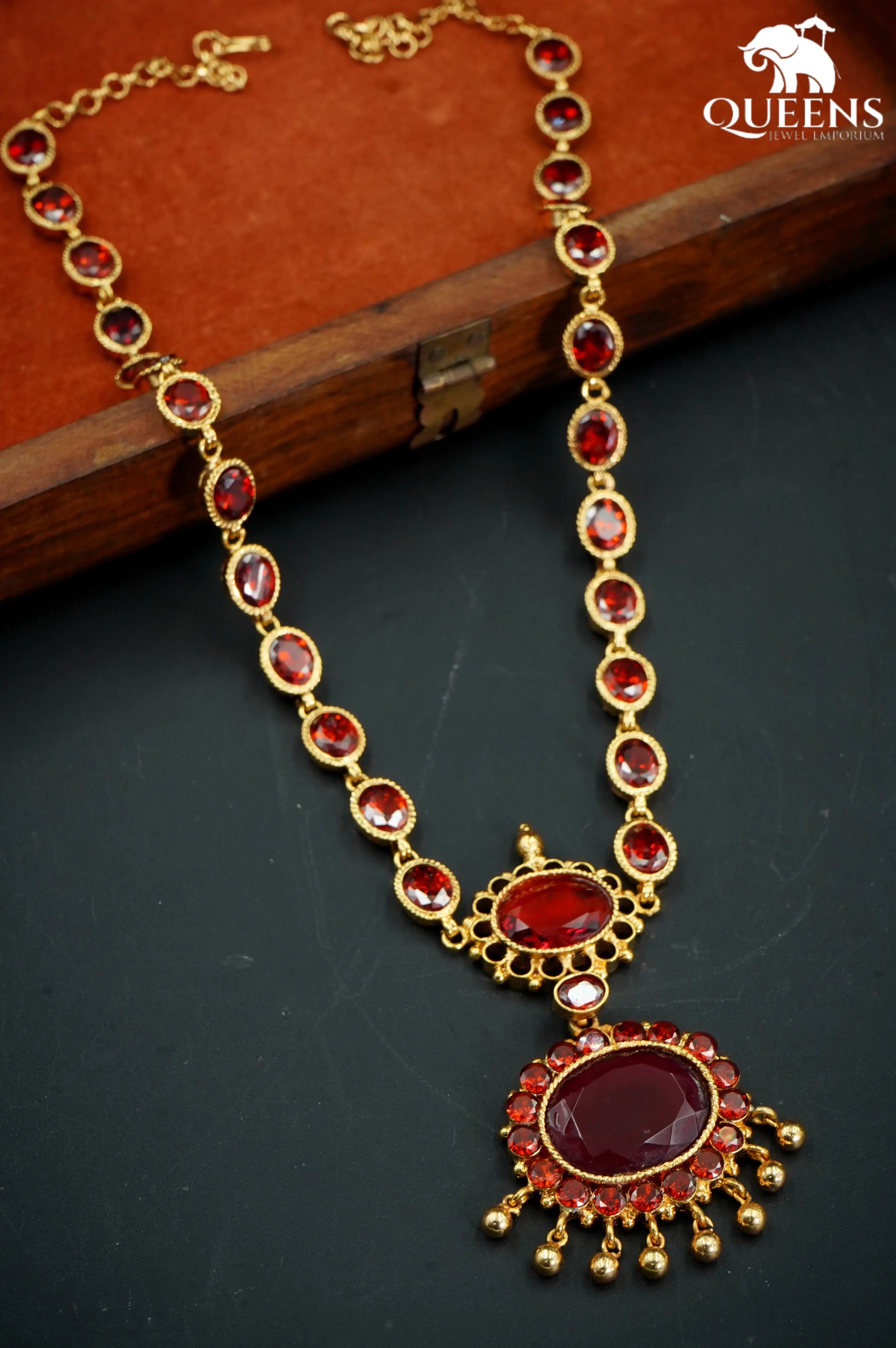 Red color stone haram-Elegant jewellery 