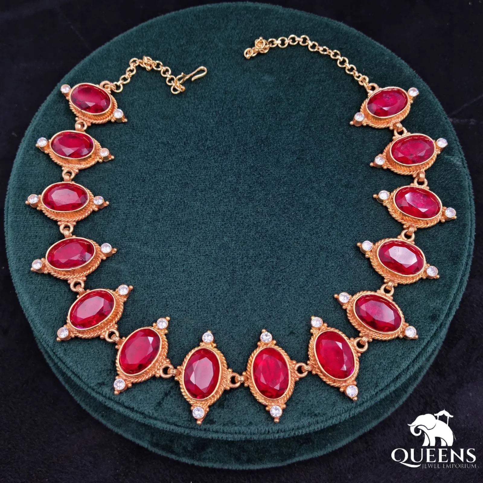 Oval red stone haram-Modern designer haram