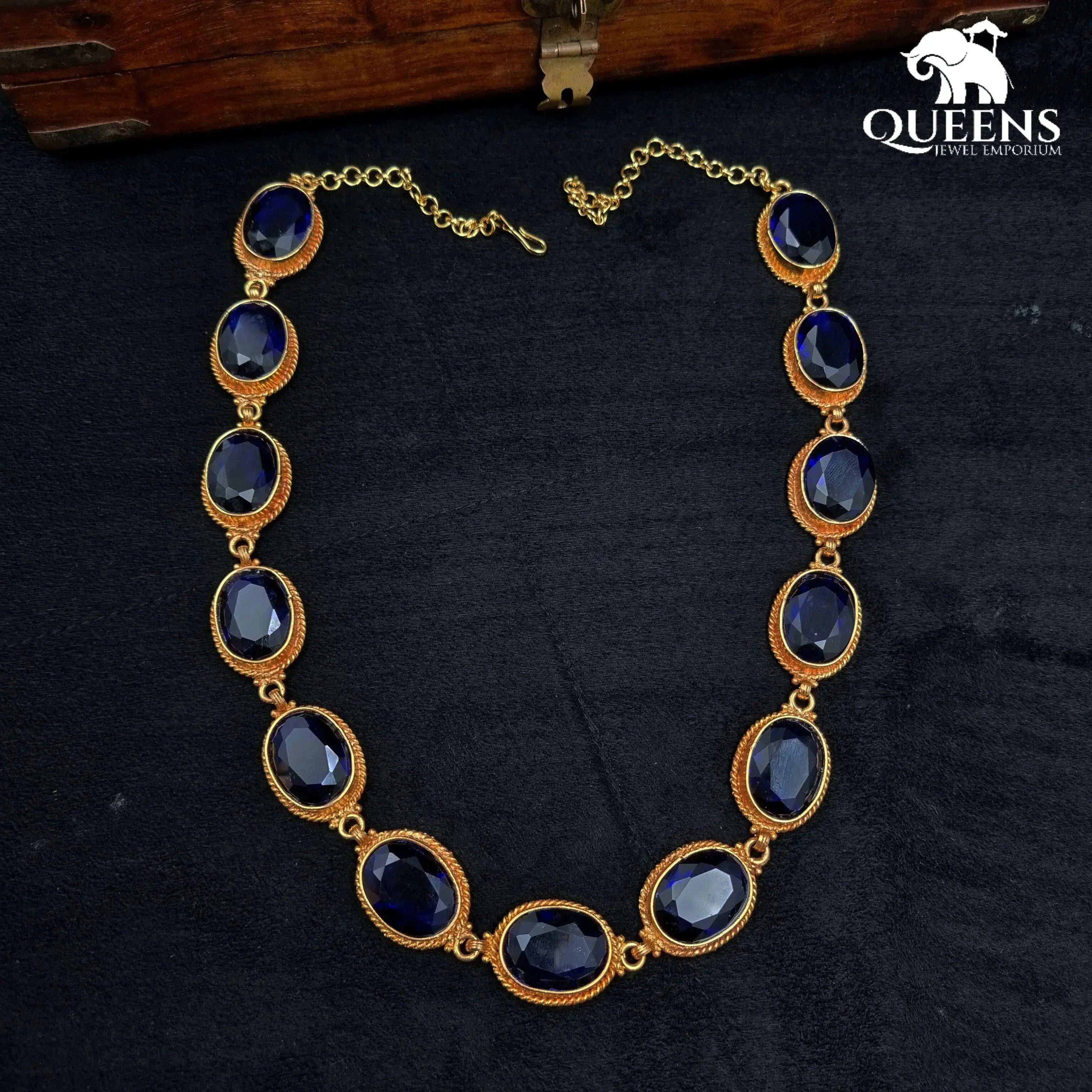 Blue oval zircon haram-Elegant oval stone haram