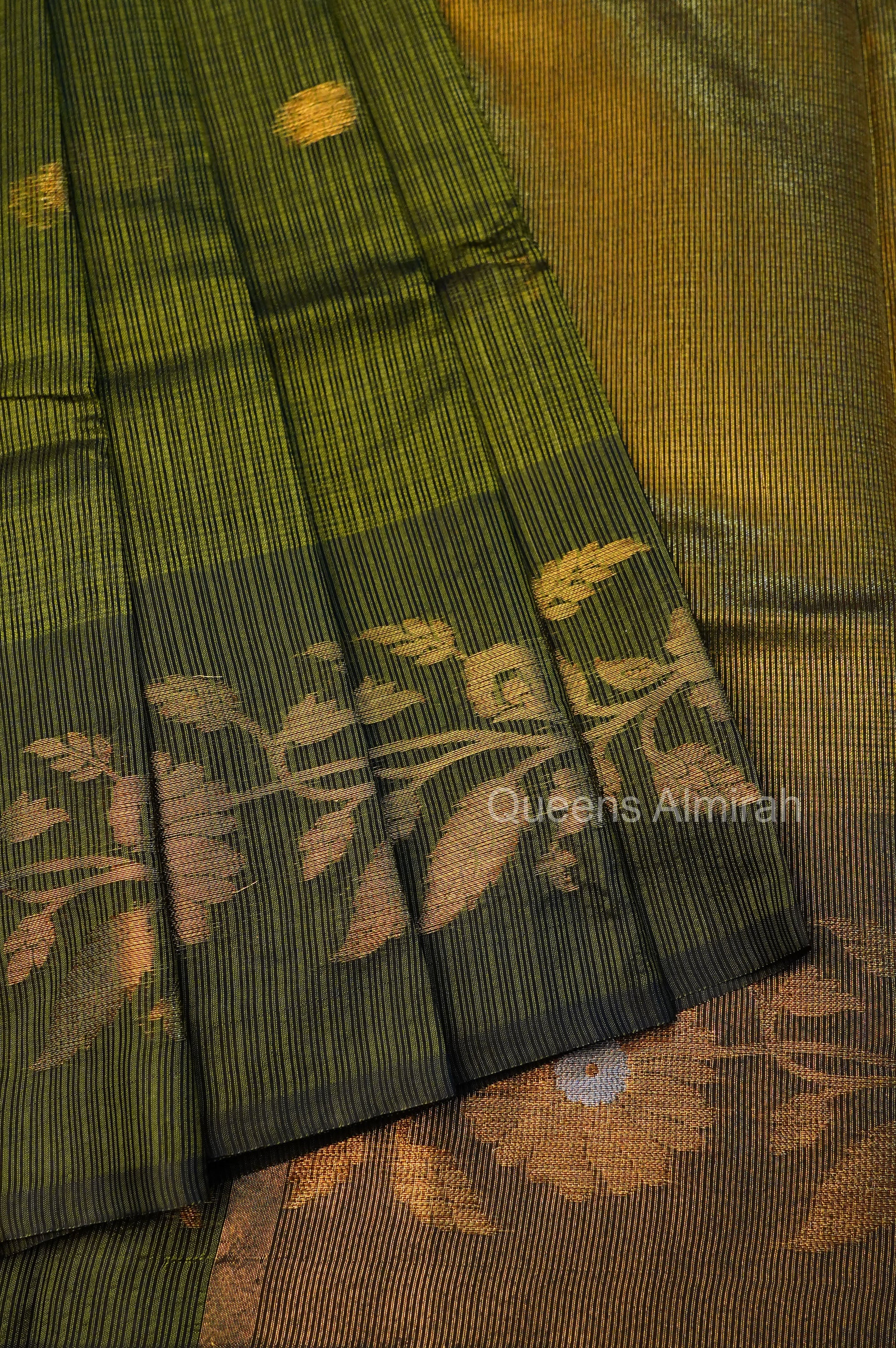 Olive Green Semi Kota Silk Cotton Saree