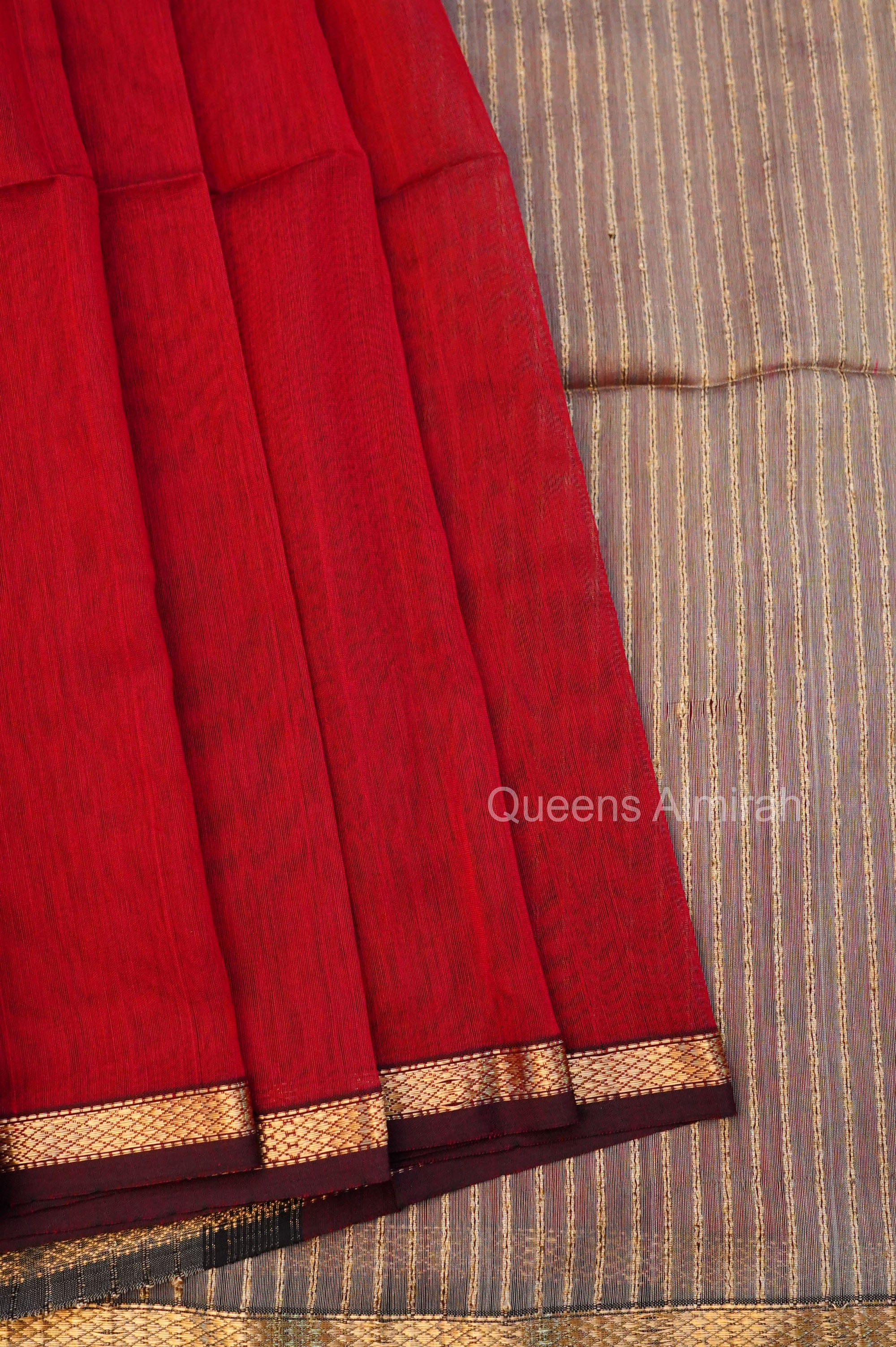 Maroon Maheshwari Silk Cotton Saree