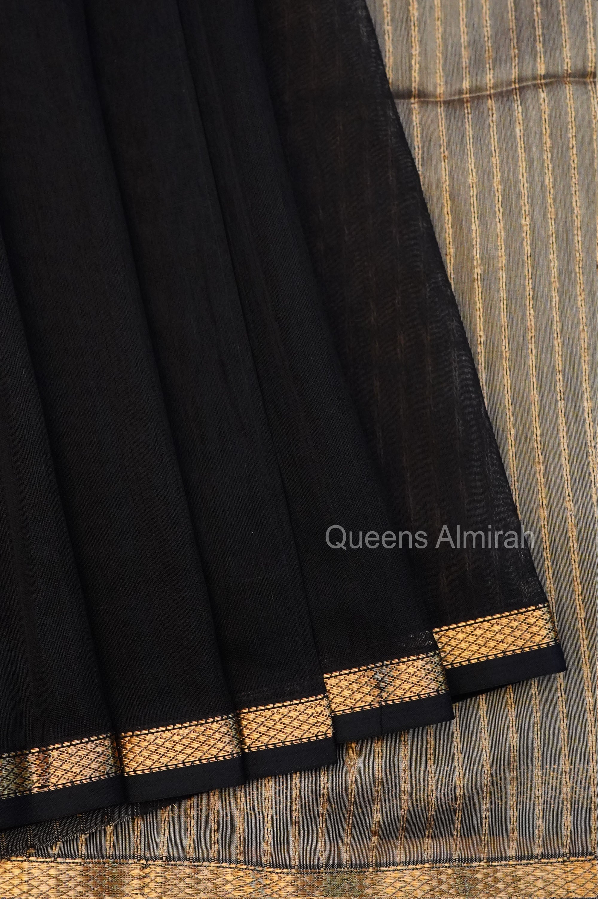 Black Maheshwari Silk Cotton Saree