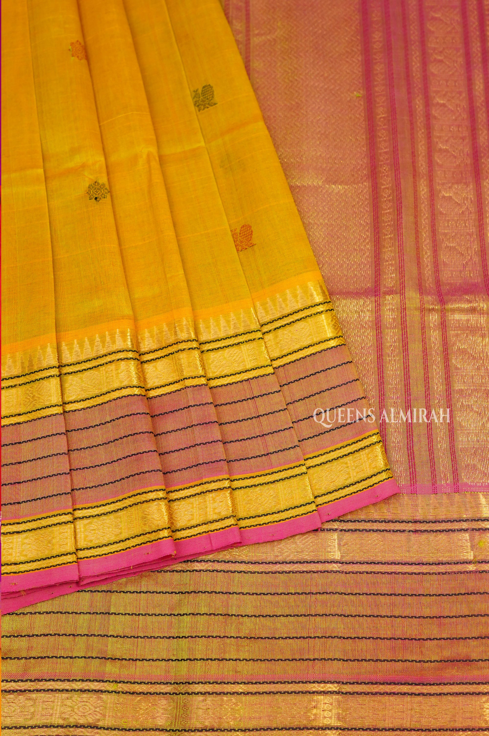 Green With Pink Pure Silk Cotton Saree