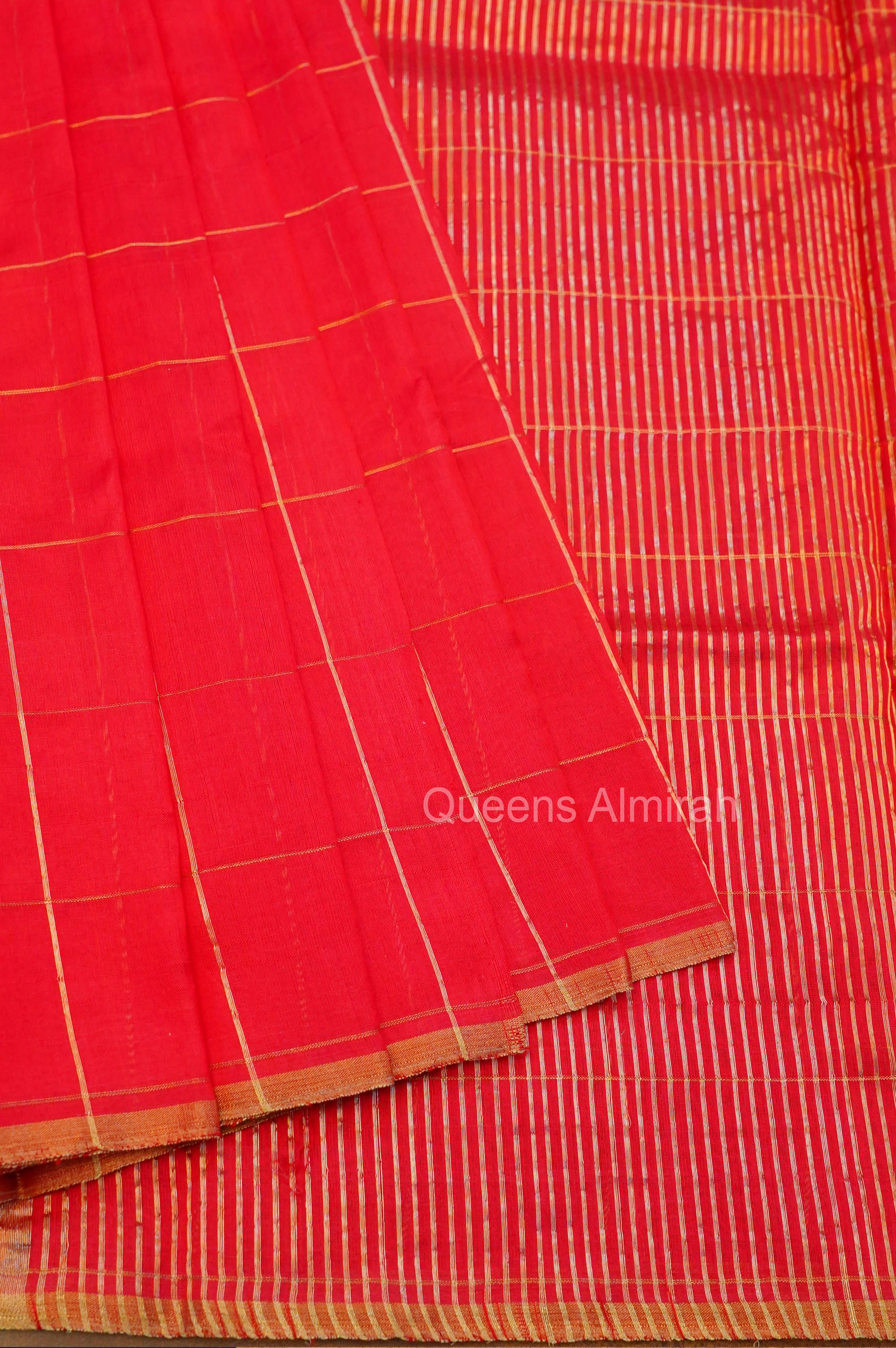 Red Pure Chanderi Silk Saree