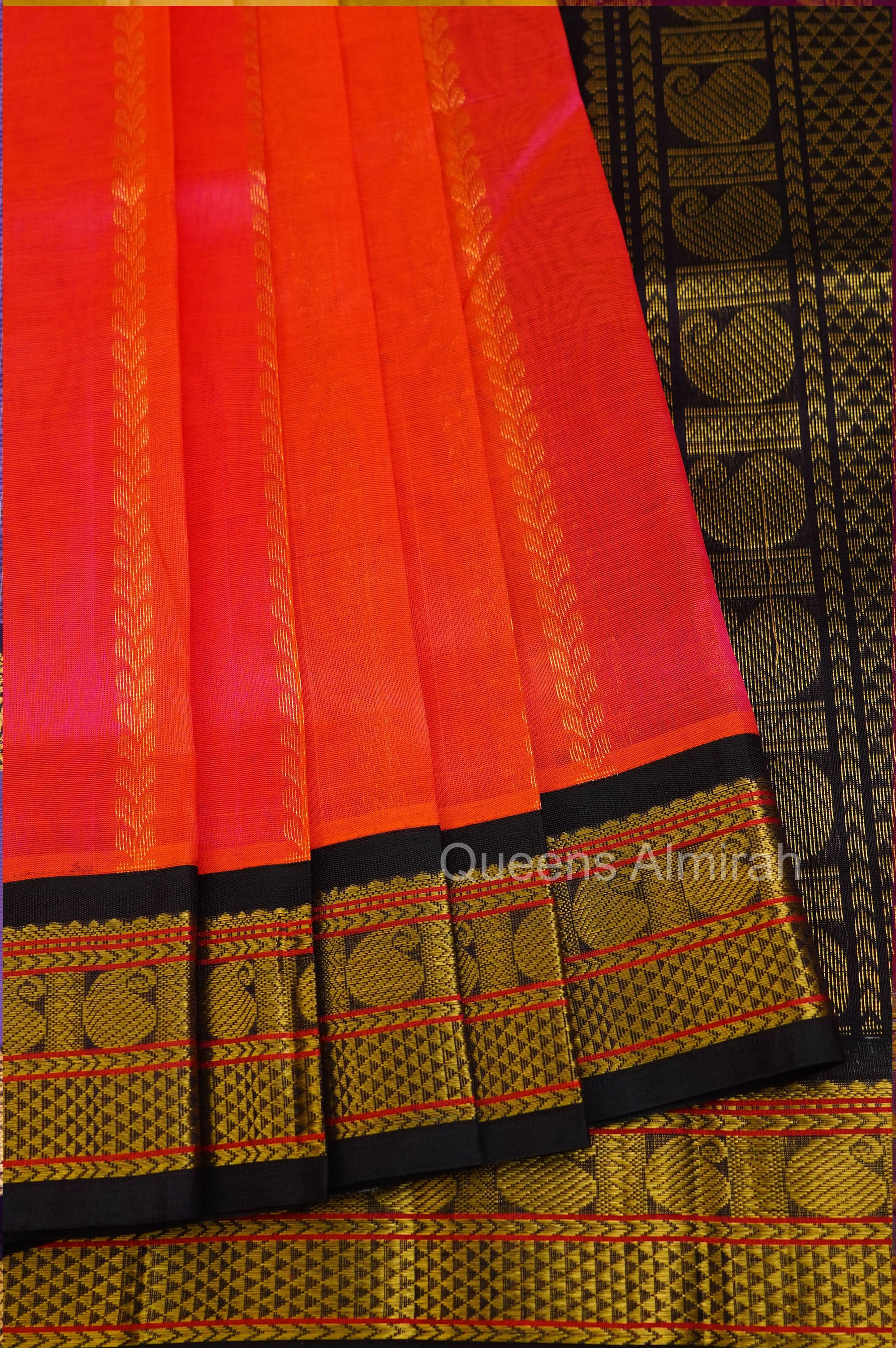 Multi Color With Black Border Pure Silk Cotton Saree