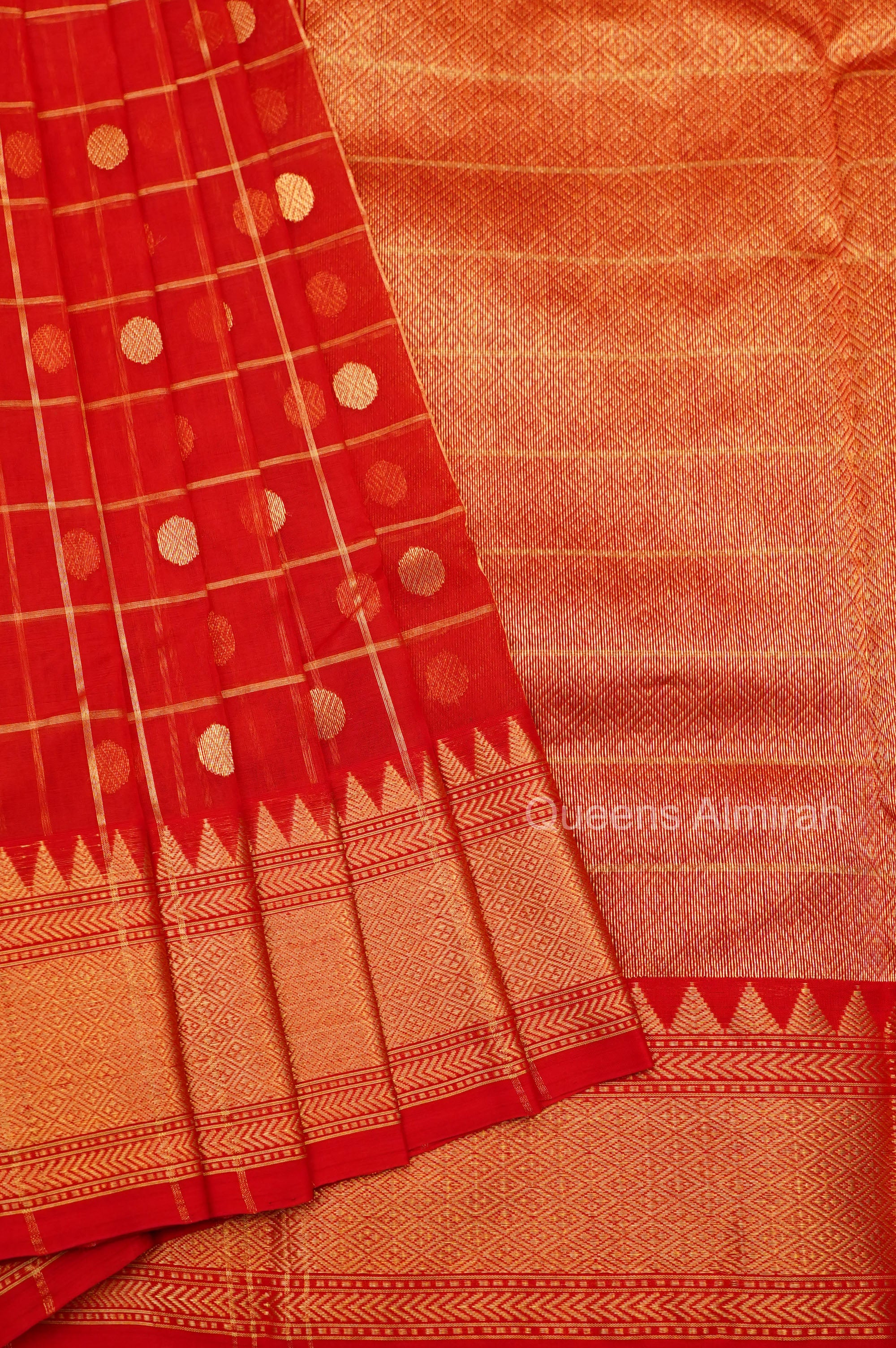 Chilly Red Chanderi Katan Silk Handloom Saree