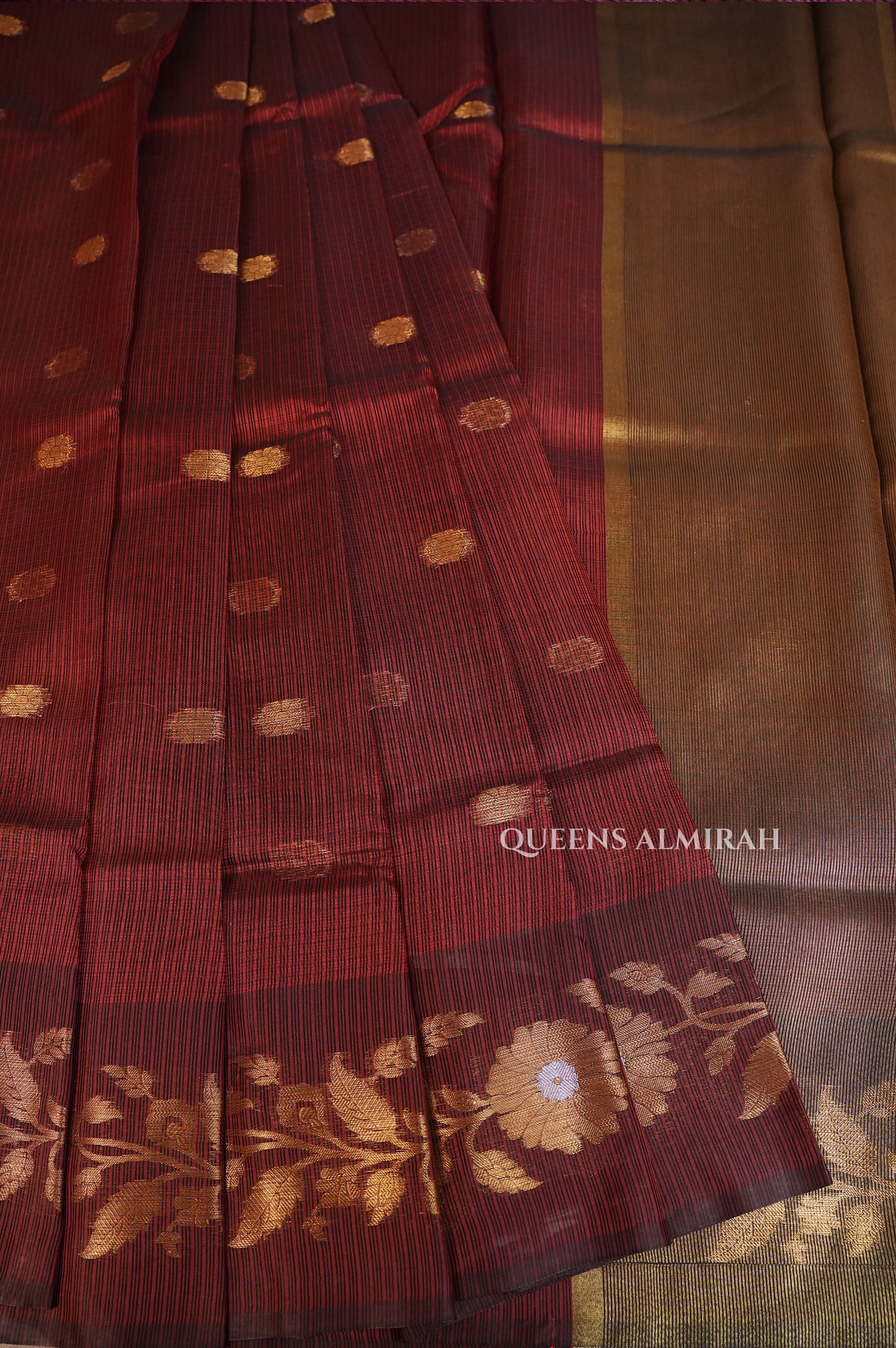 Maroon Semi Kota Silk Cotton Saree
