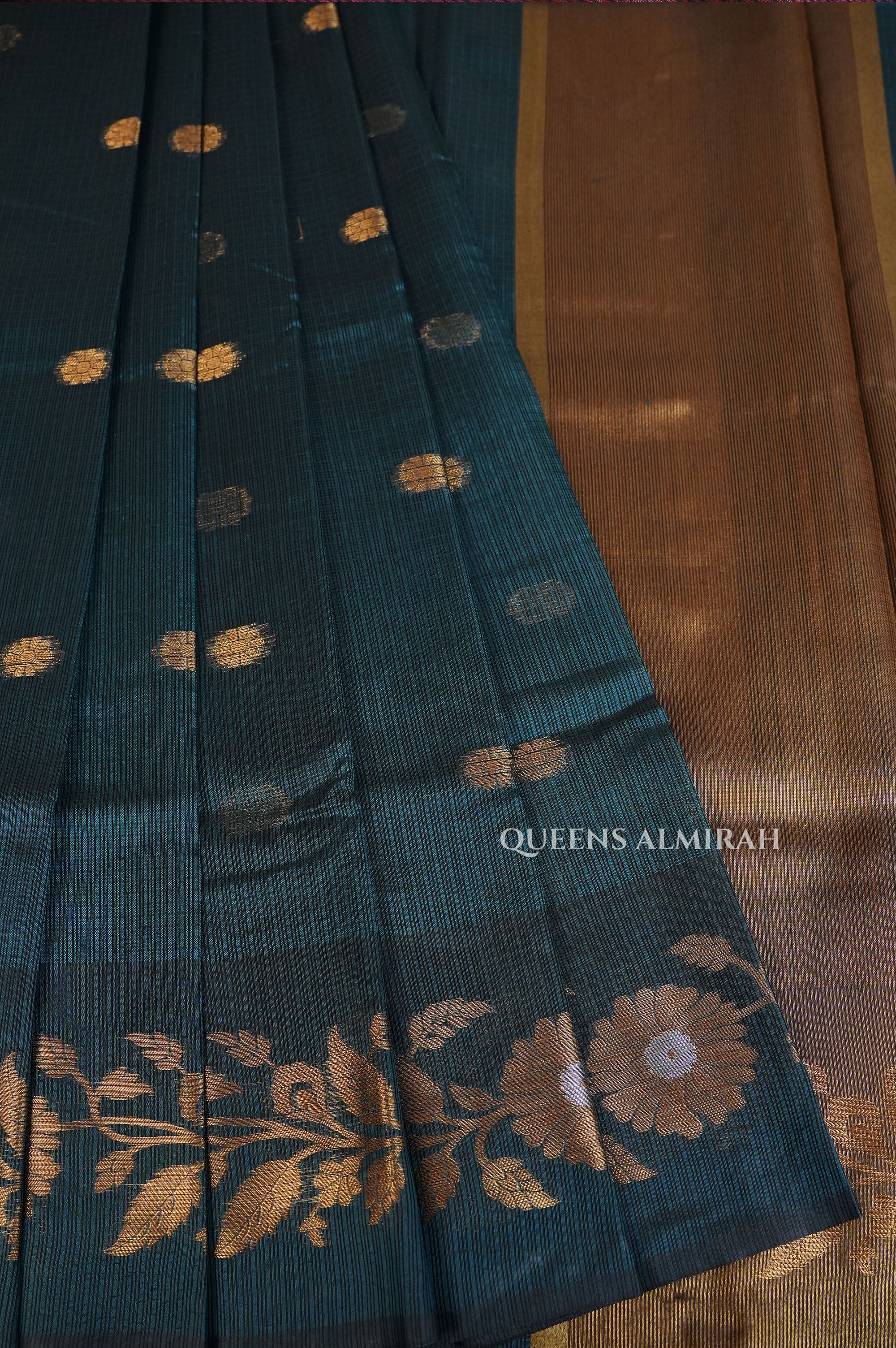 Peacock Blue Semi Kota Silk Cotton Saree