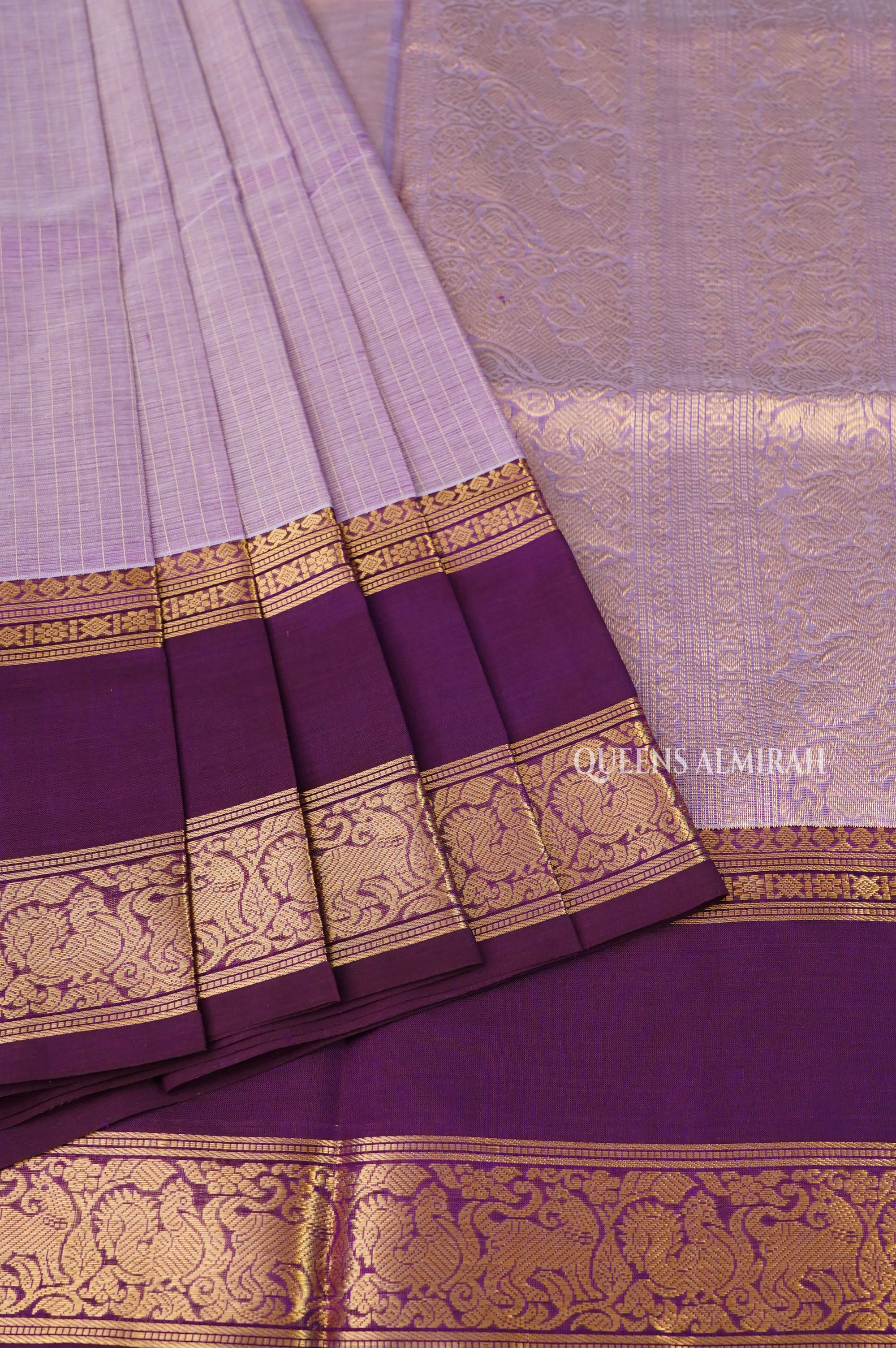 Lavender With Deep Wine Payadi Chettinad Silk Cotton Saree