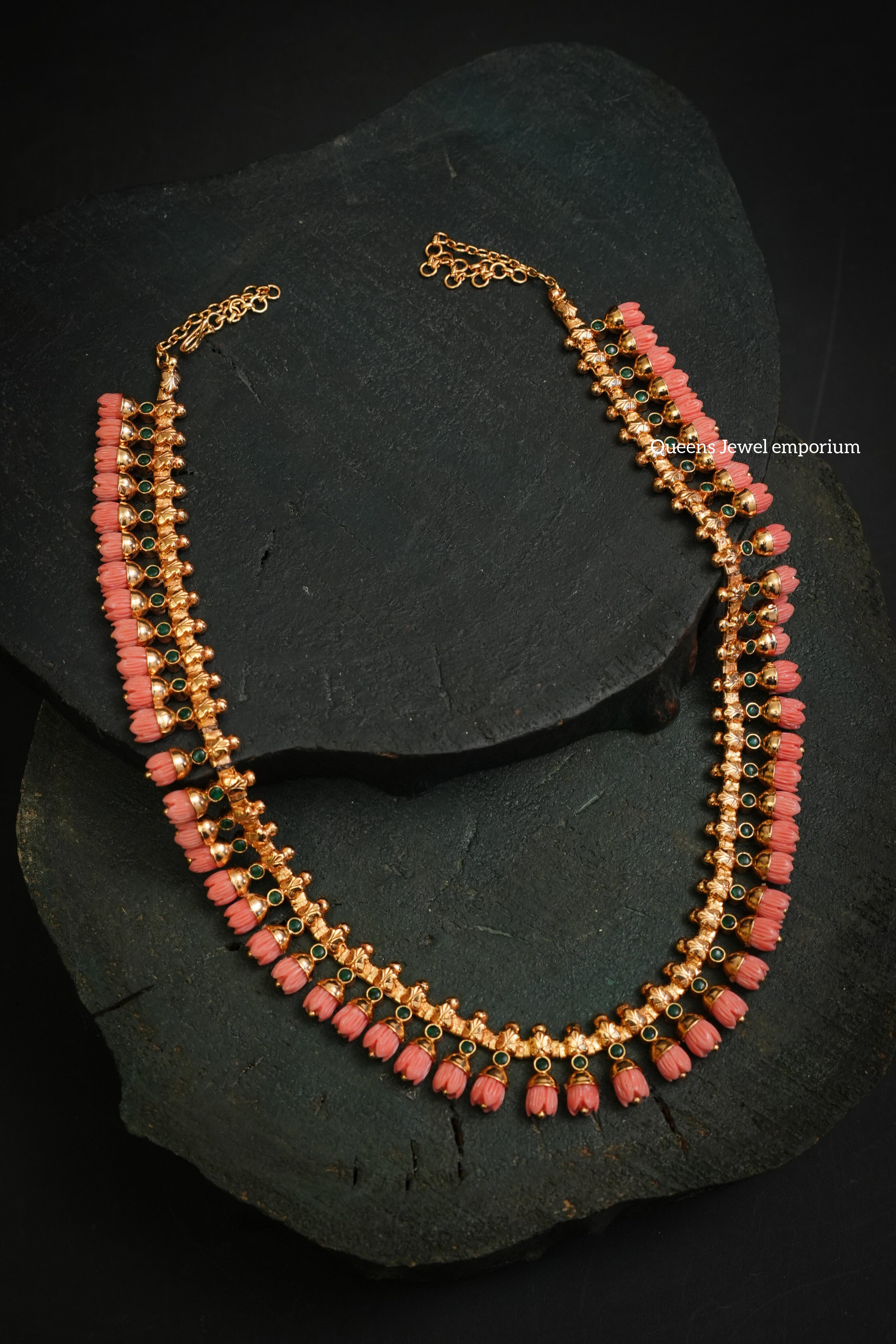 Coral stone haram-Flower designed haram