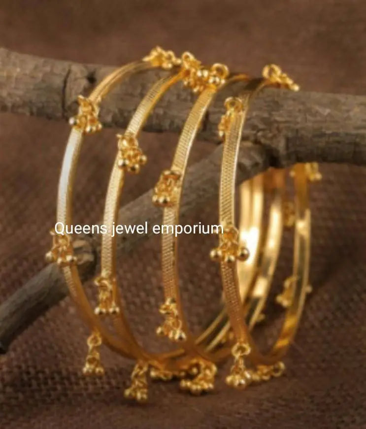 Minimal hanging ball bangles-Simple festive wear bangles