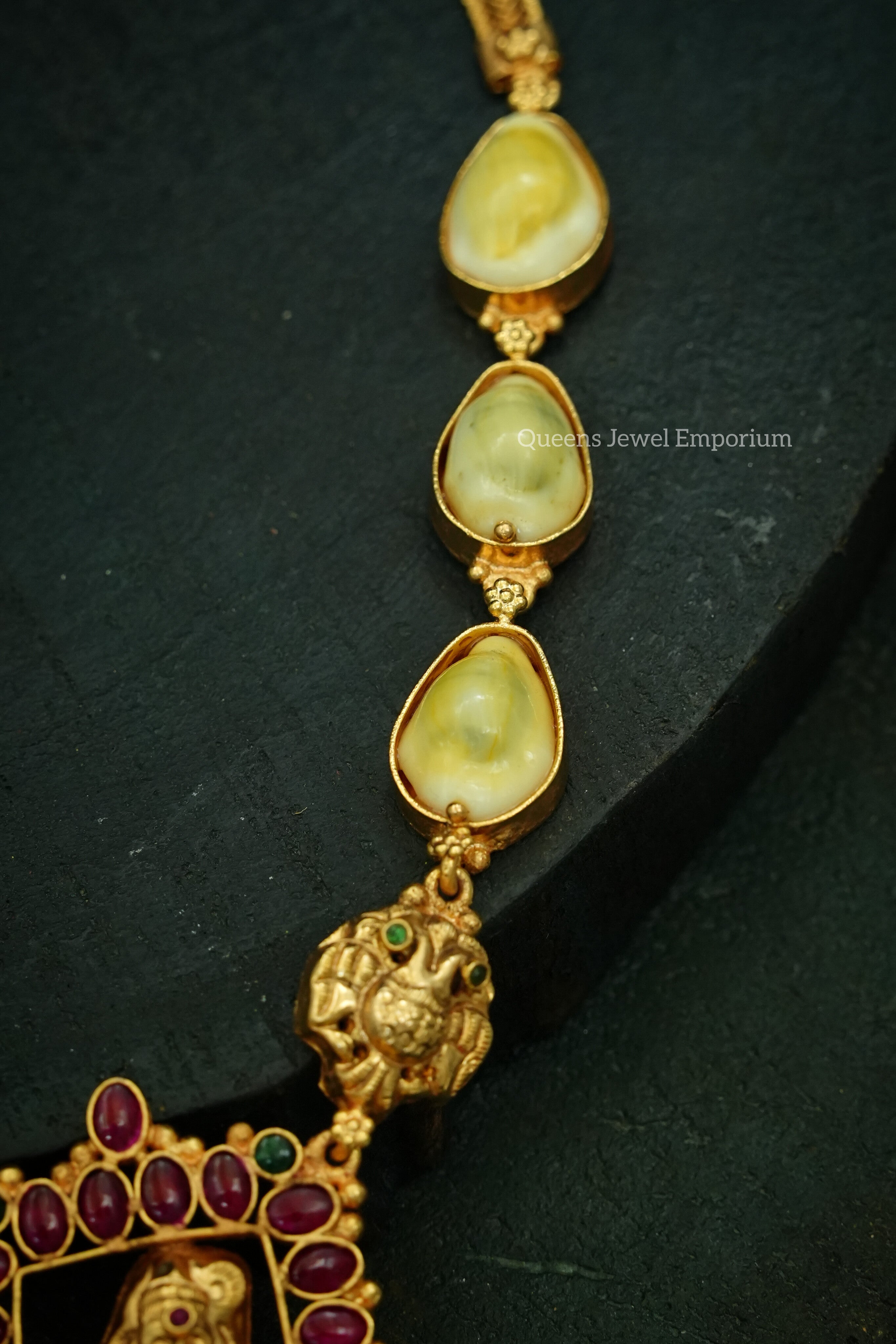 Krishna pendant haram-Pearl stone jewellery