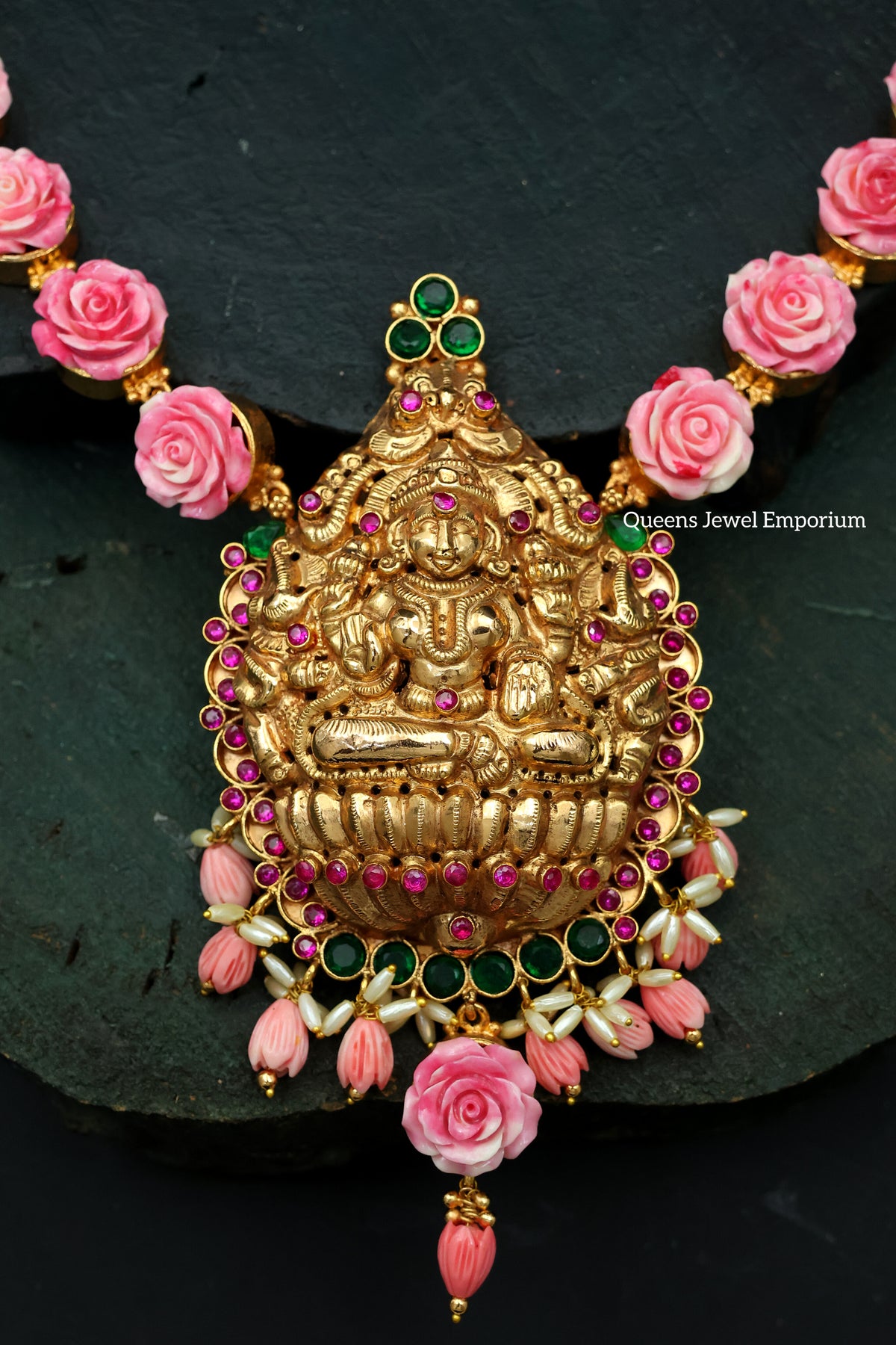 Nagas Lakshmi motif-Pink color jewellery