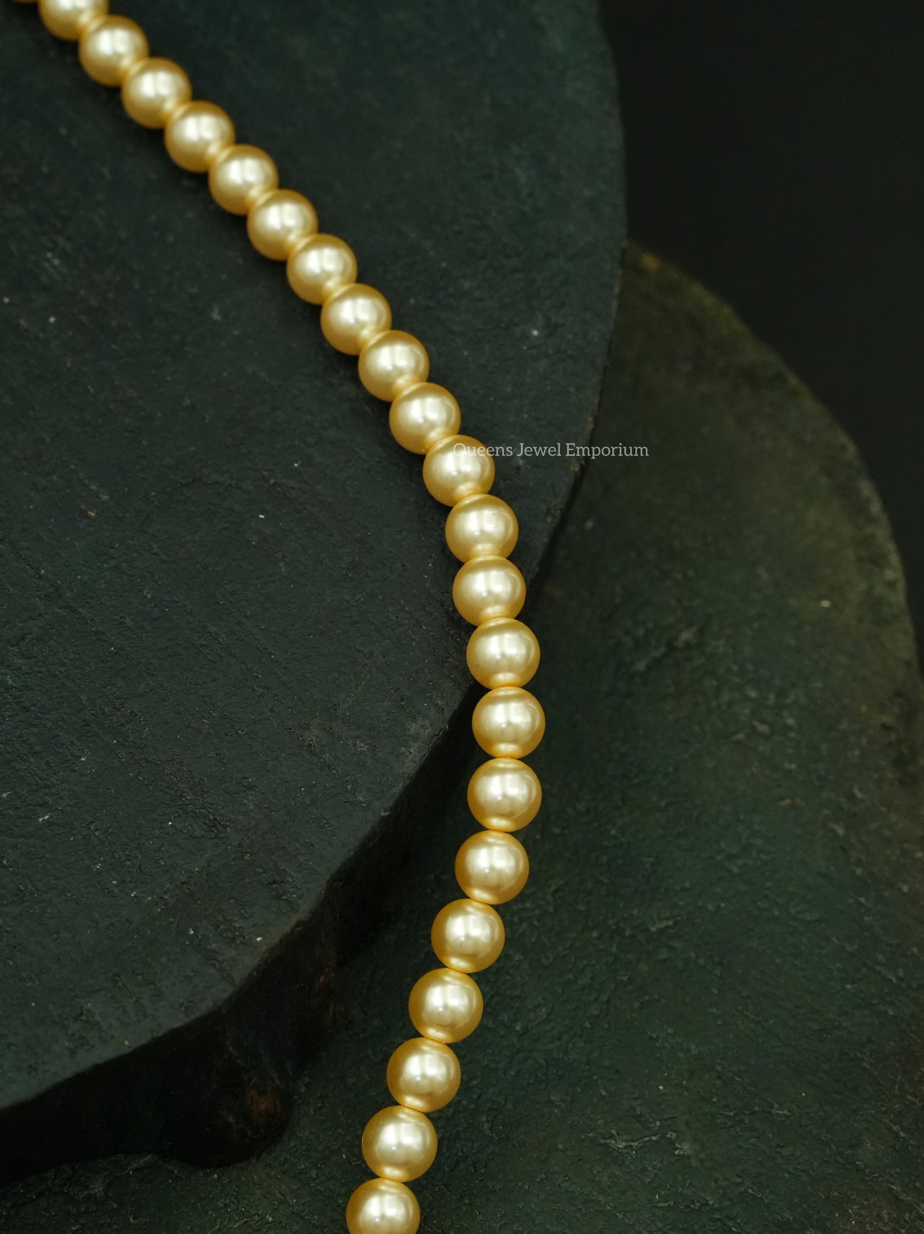 Designer pearl chain haram-Pearl haram with pink stone pendant