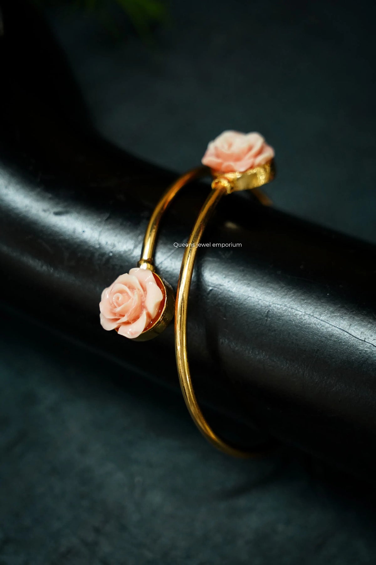 White coral rose bangle-Coral rose stone kada