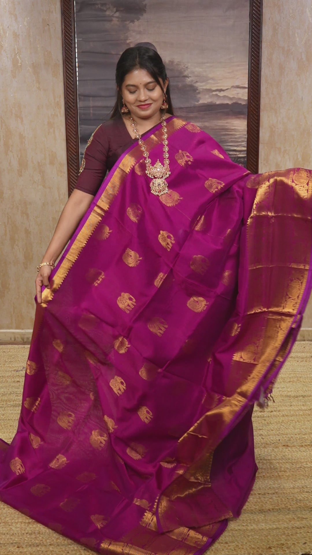 Purple Pure Kanchi Silk Cotton Saree