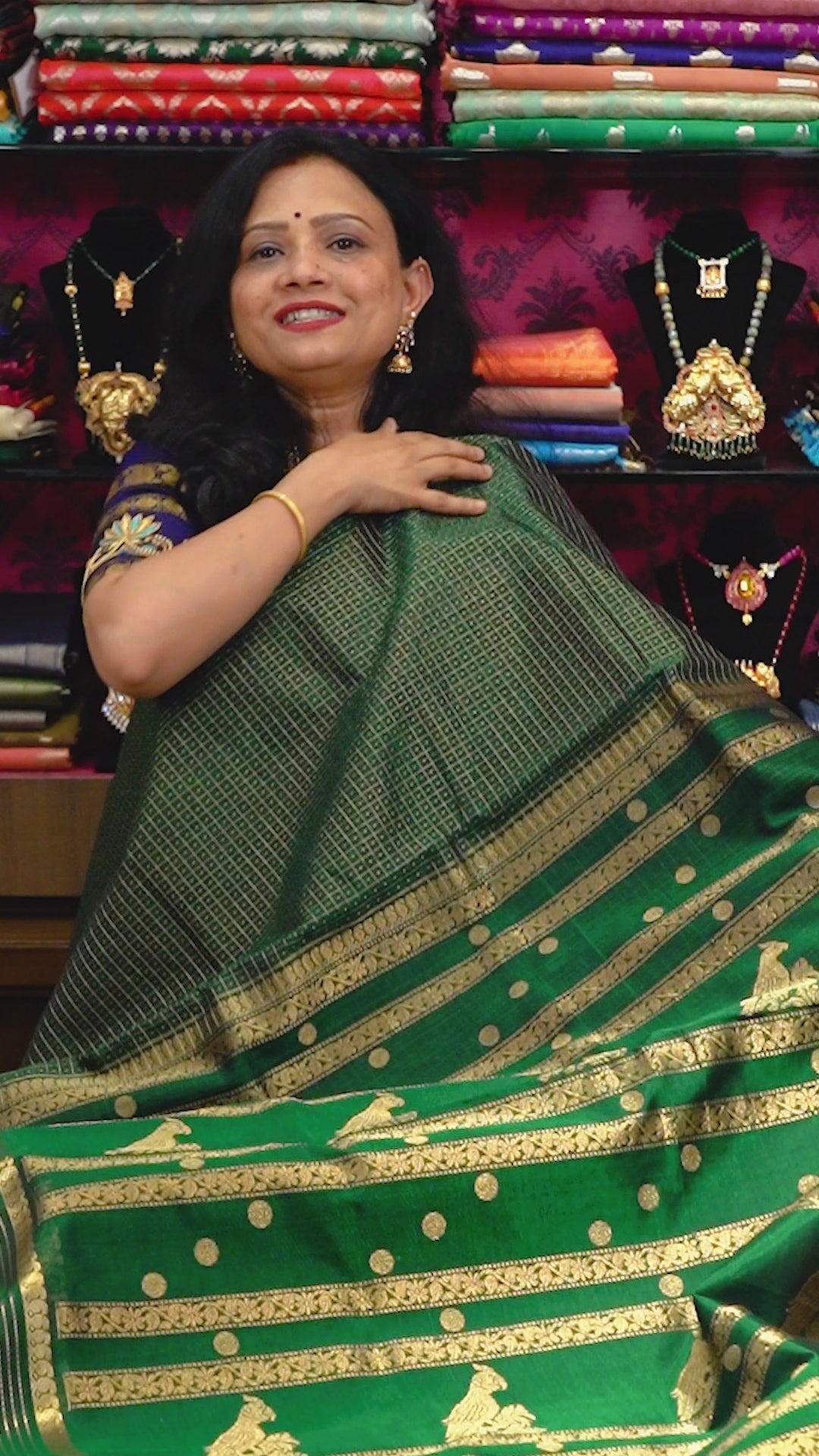 Bottle Green- Royal Karaikudi Chettinad Silk Cotton Saree