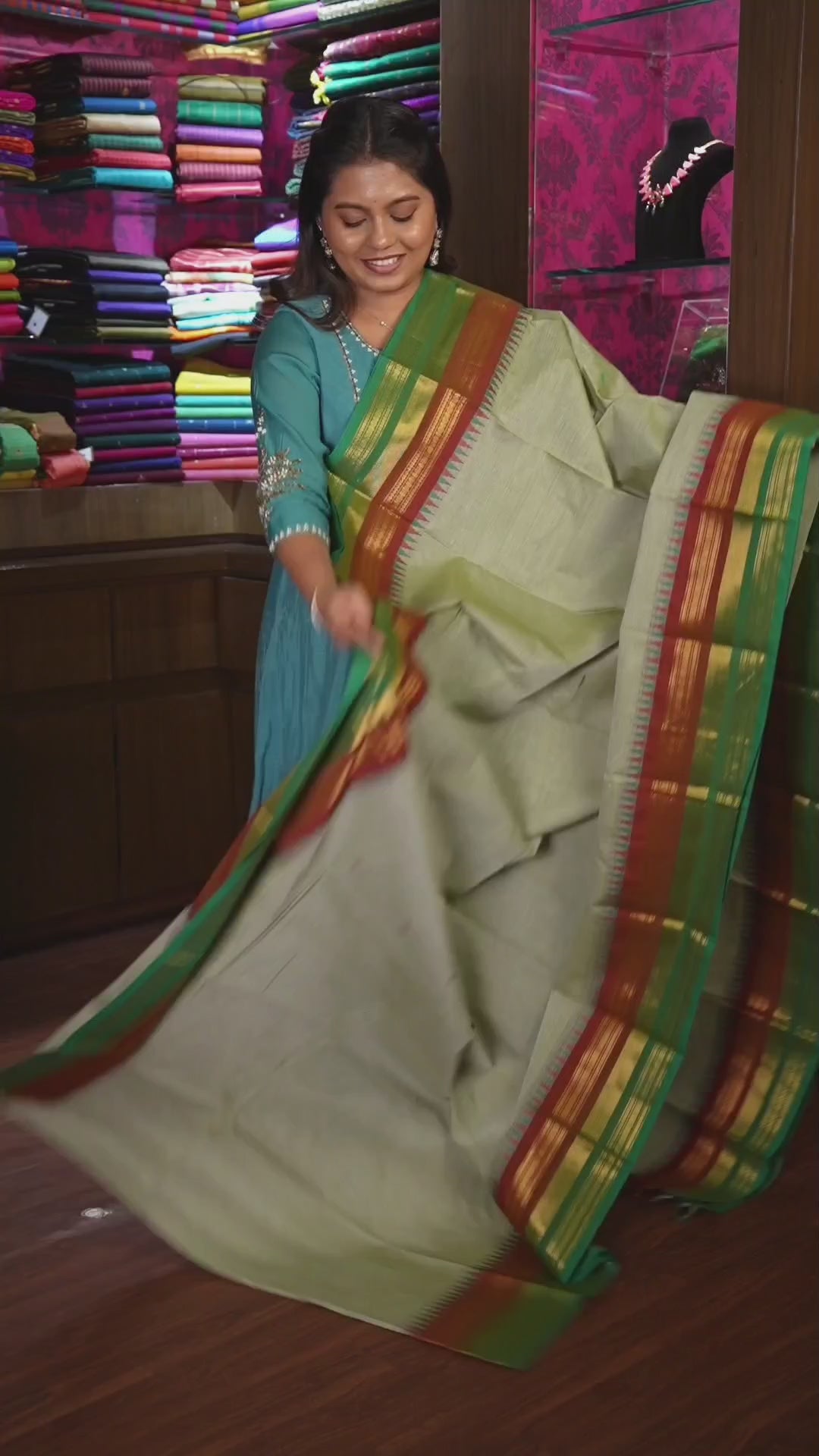 Light Green Kanchi Cotton Saree