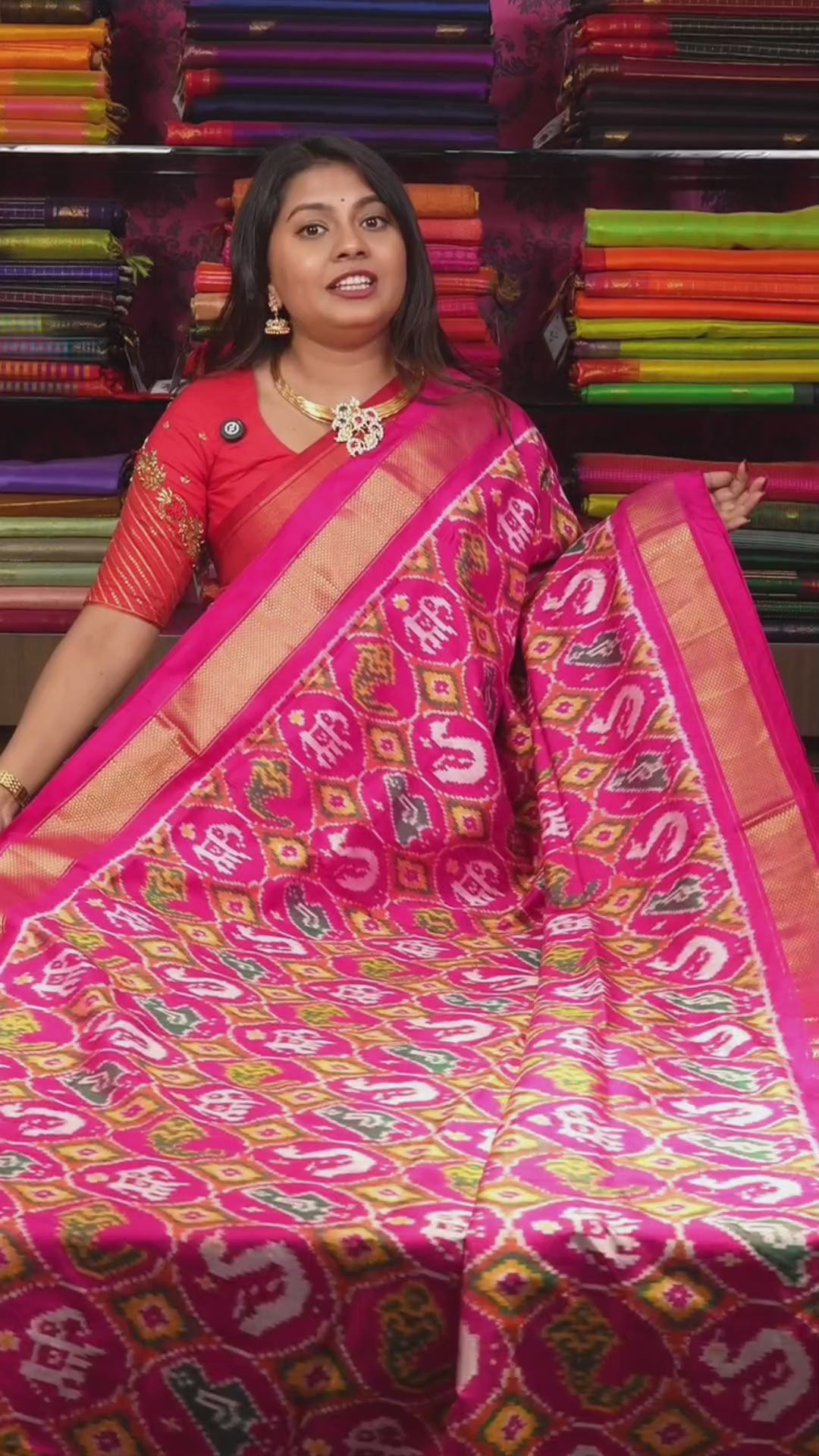 Rani Pink Pochampally Silk Saree