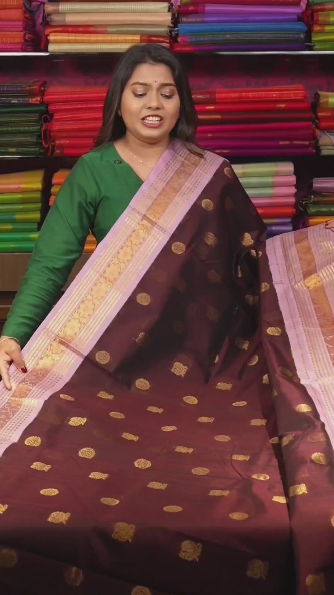 Coffee Brown With Onion Pink Pure Silk Cotton Saree