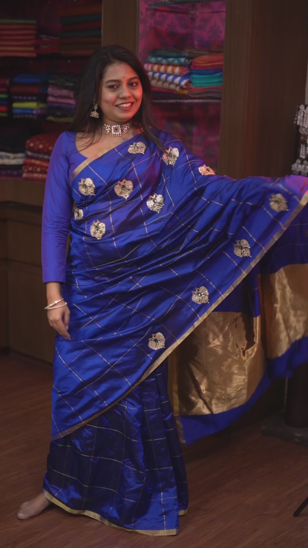 Ms Blue Ganda Berunda Chanderi Silk Saree