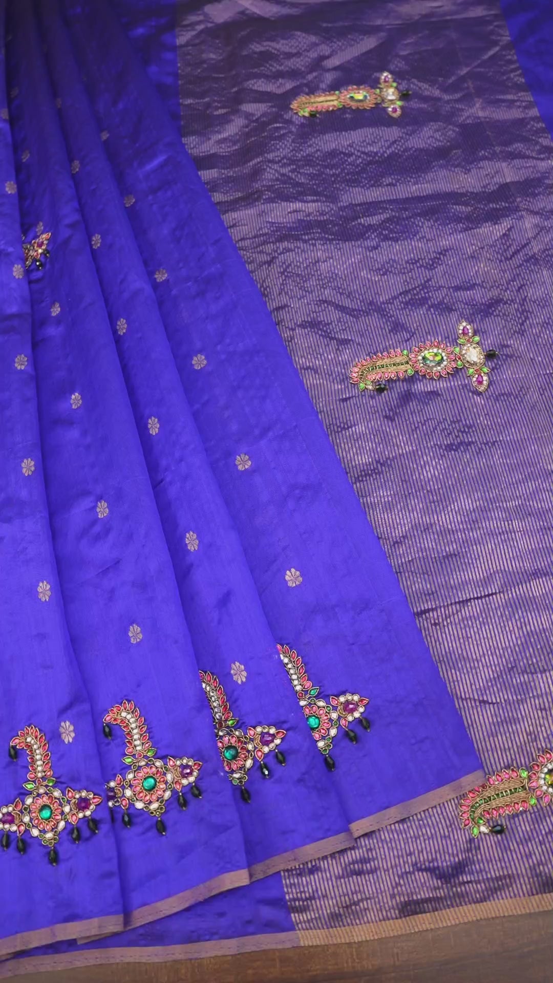 Blue Sarpech Designer Pure Chanderi Silk Saree